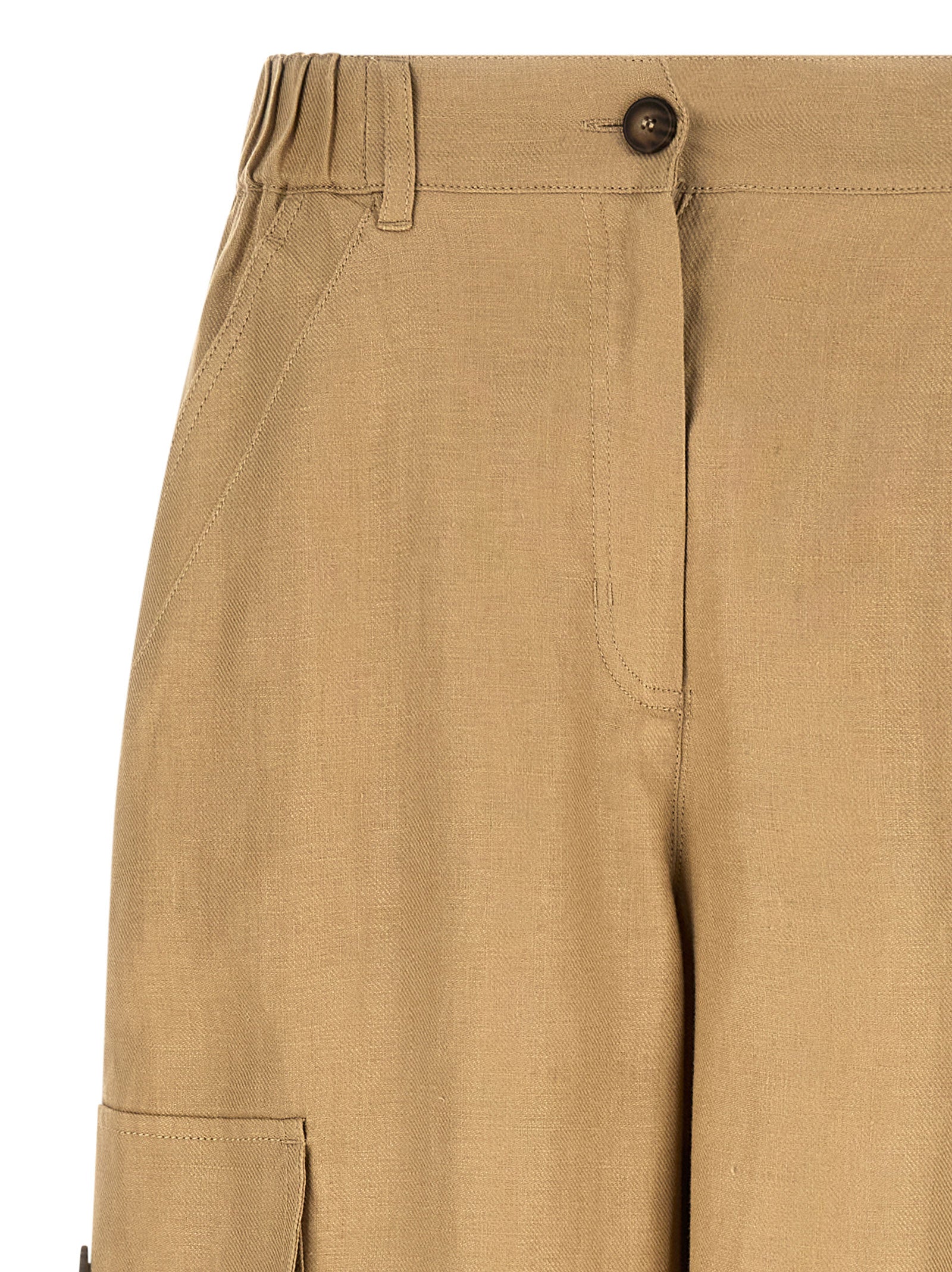 Max Mara Beige Linen Cargo Pants Max Mara