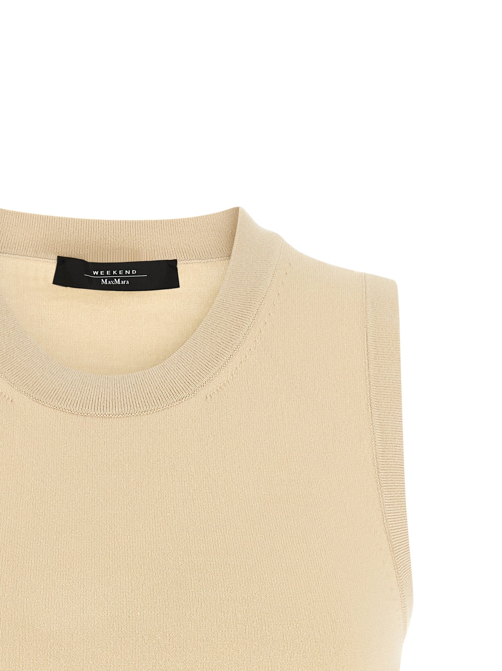 Max Mara Beige Viscose Sleeveles T-Shirt Max Mara