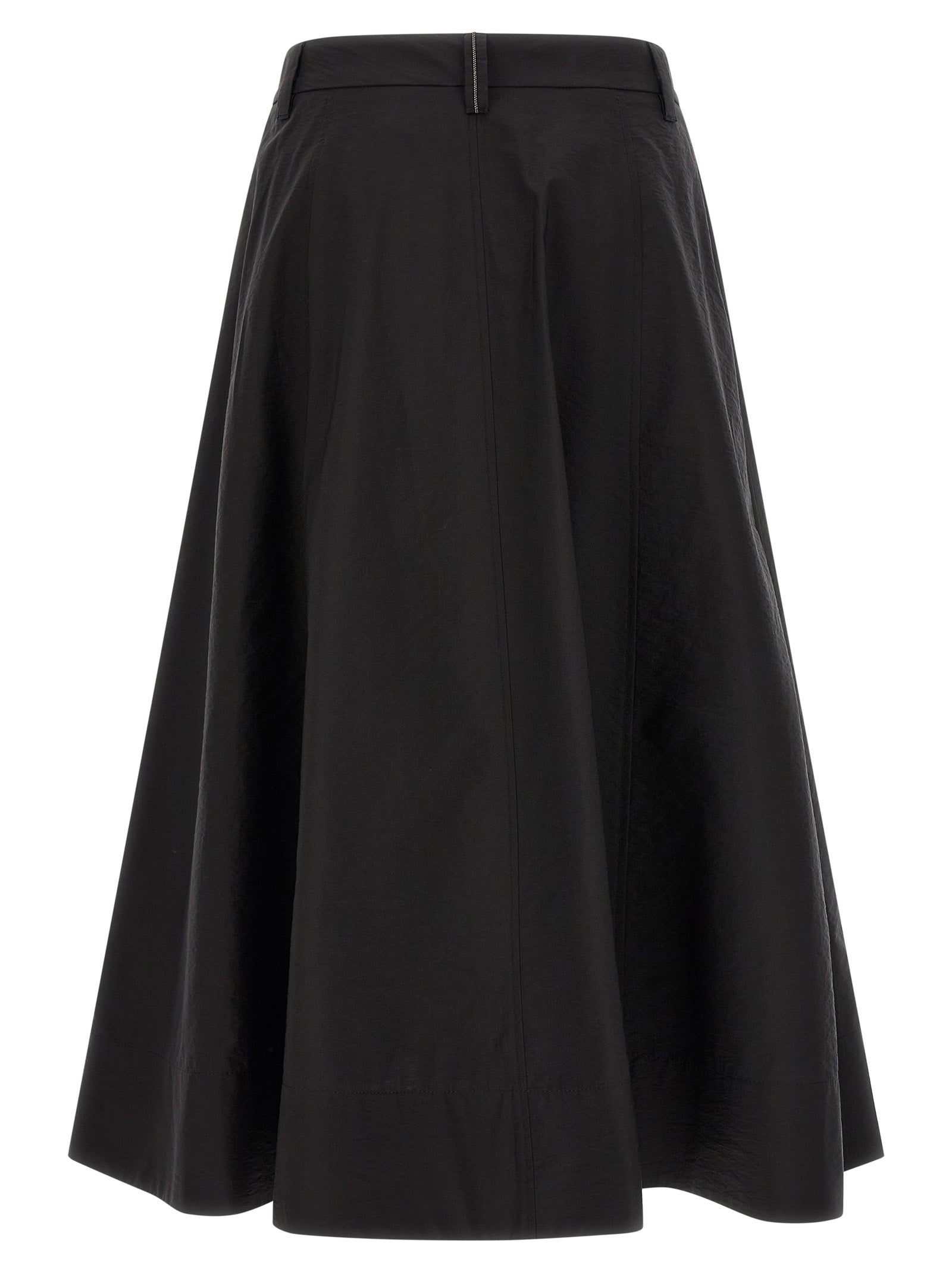 Brunello Cucinelli Black Cotton Midi Skirt Brunello Cucinelli