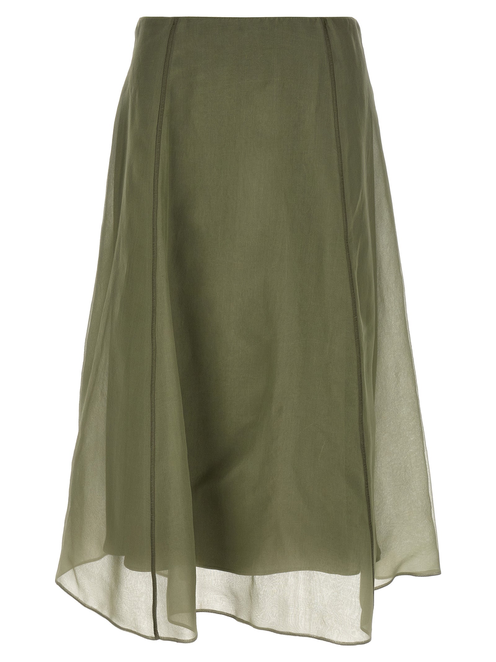 Brunello Cucinelli Bicolor Silk Midi Skirt Brunello Cucinelli