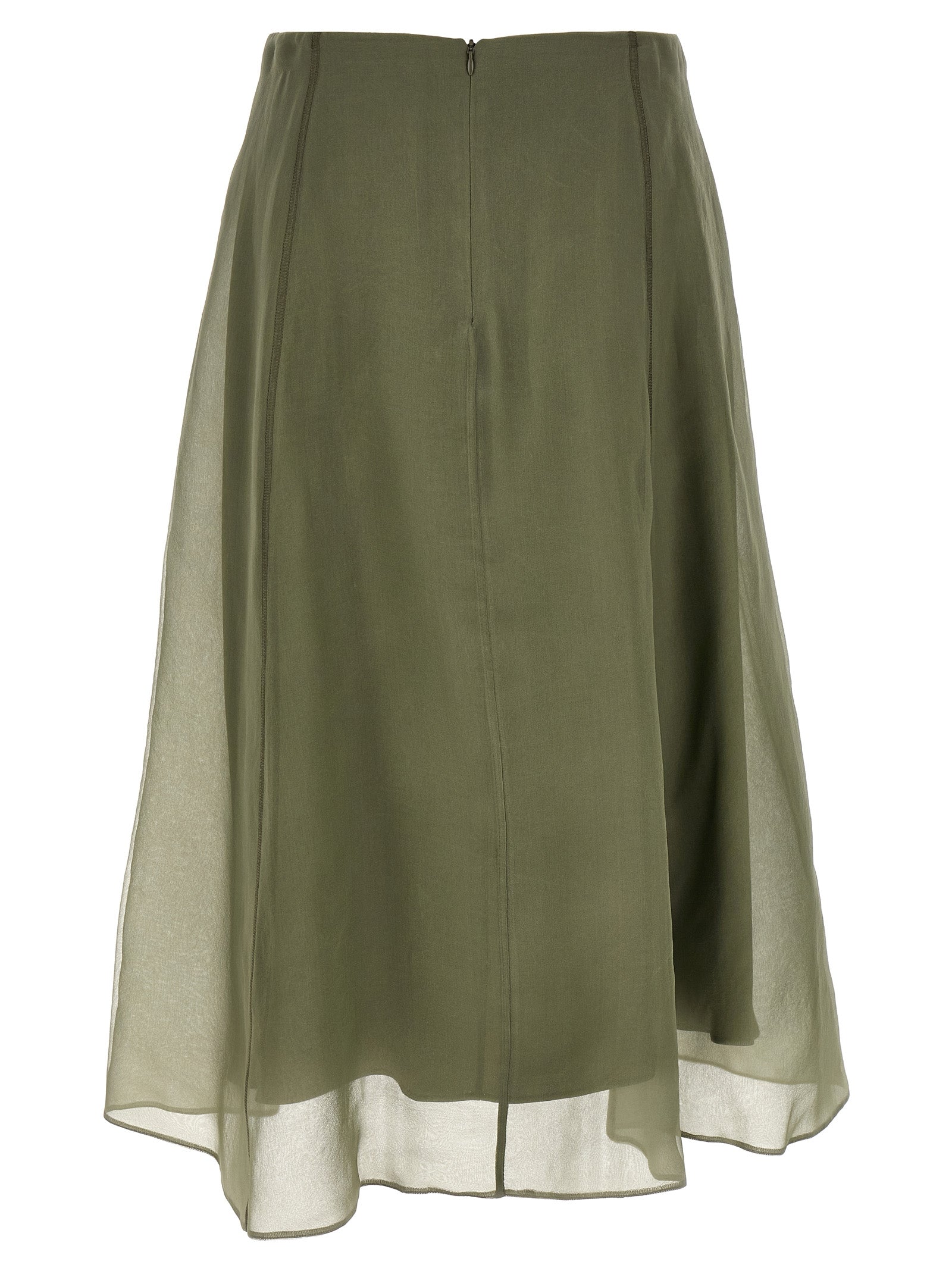 Brunello Cucinelli Bicolor Silk Midi Skirt Brunello Cucinelli
