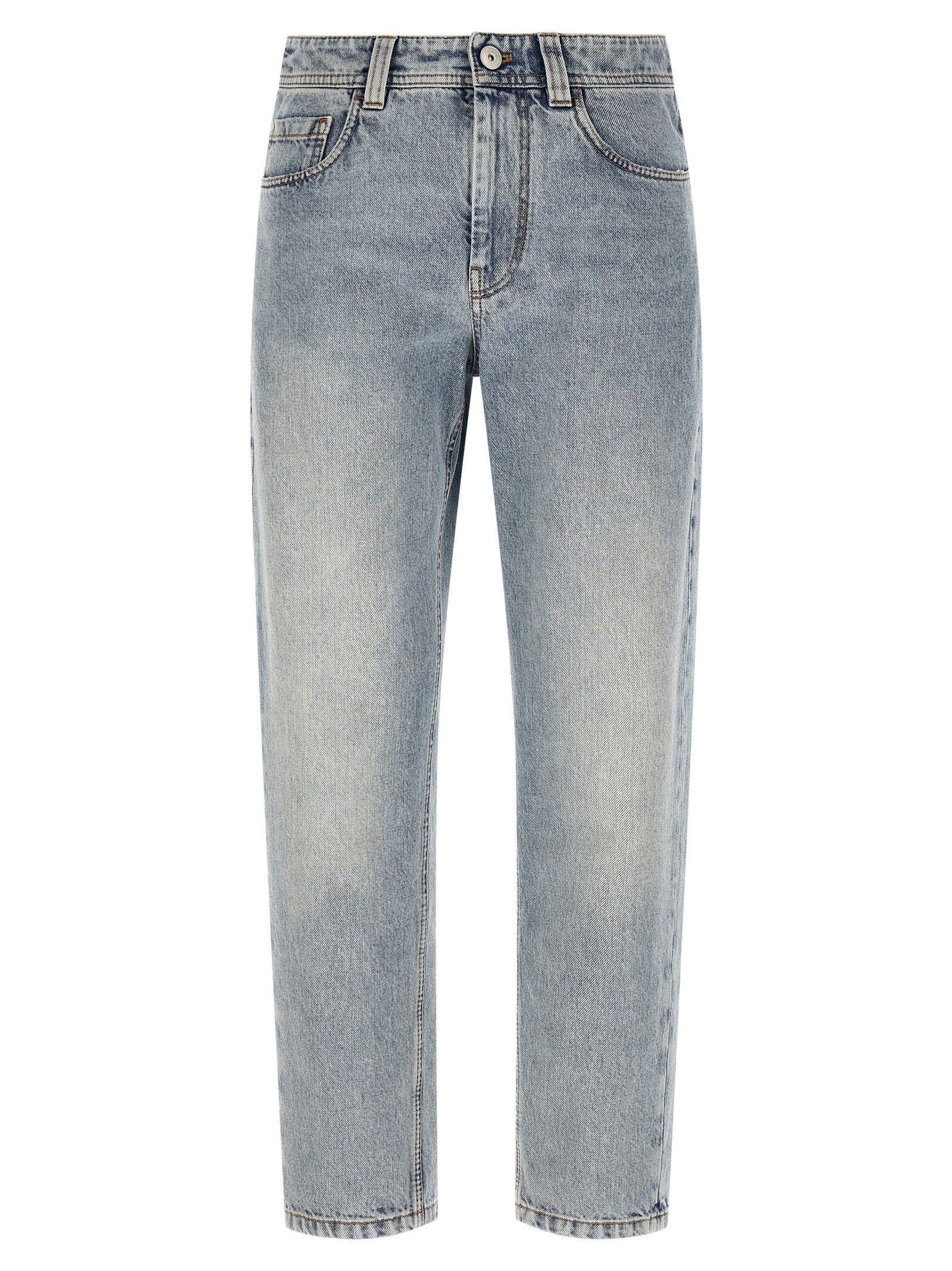 Brunello Cucinelli Blue Cotton Tapered Jeans Brunello Cucinelli