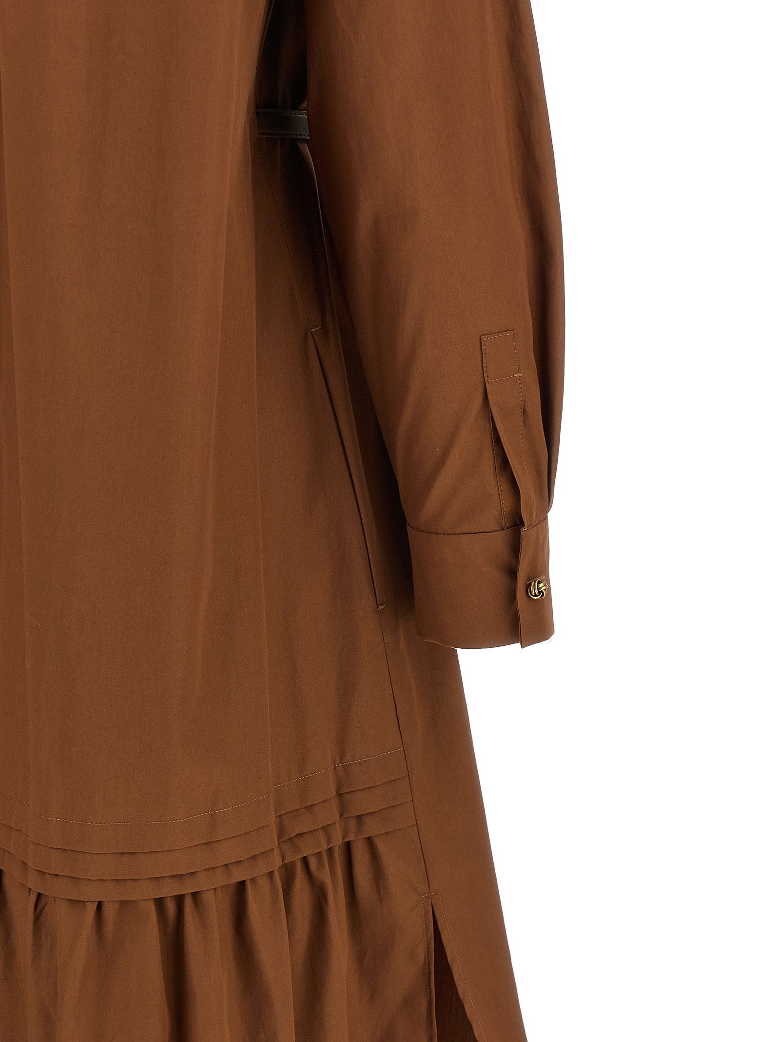 Max Mara Brown Cotton Long Dress Max Mara