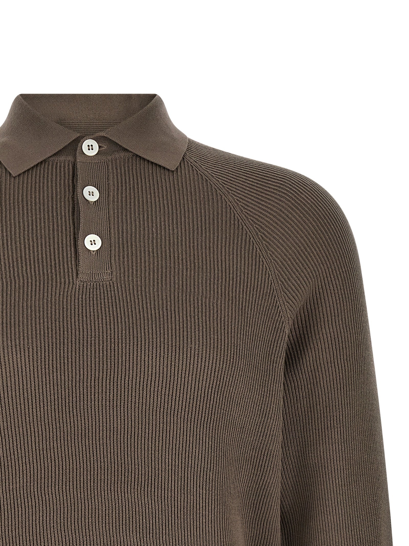 Brunello Cucinelli Brown Cotton Polo Shirt Brunello Cucinelli