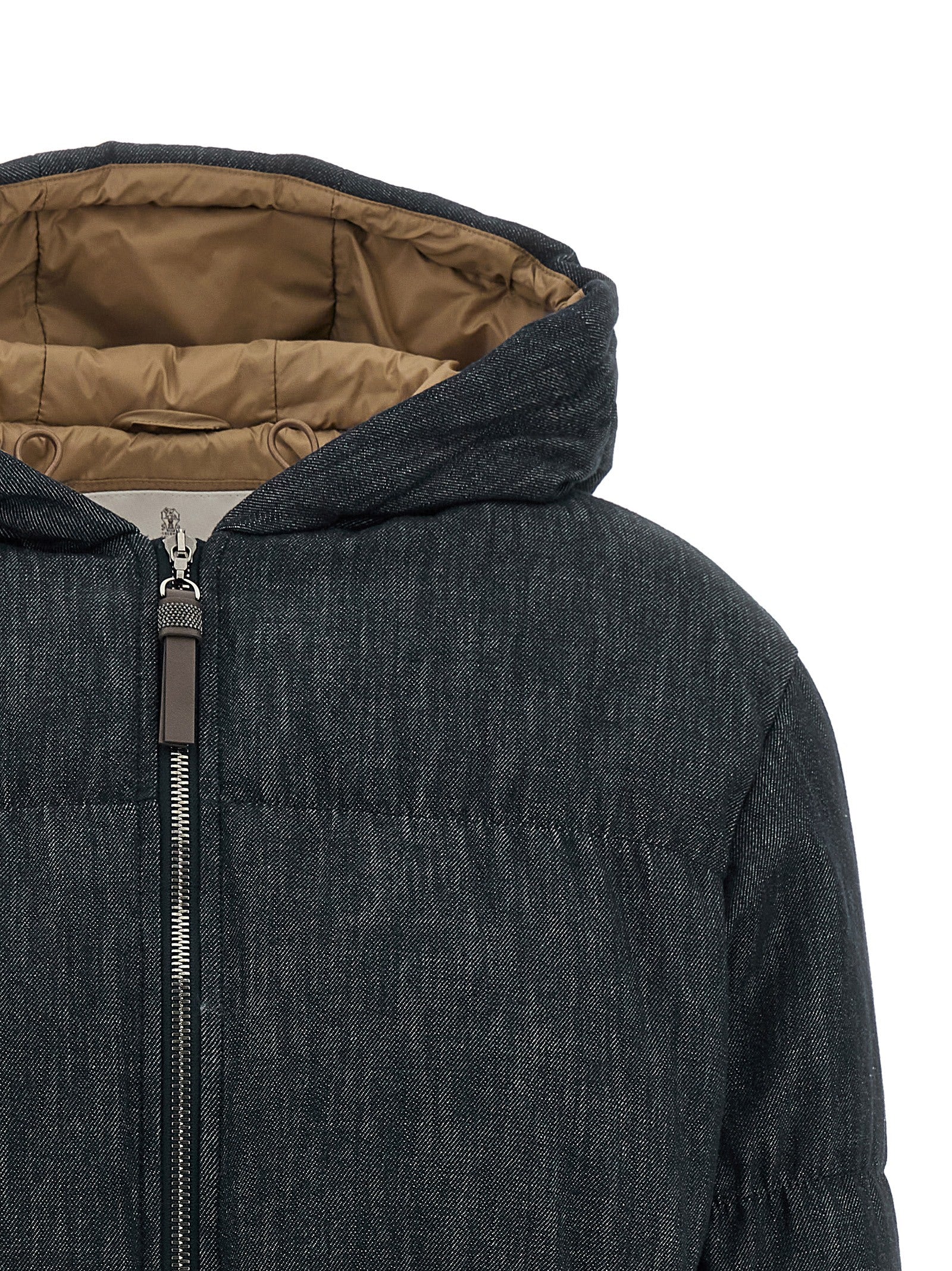 Brunello Cucinelli Blue Cotton Full-Length Jacket Brunello Cucinelli