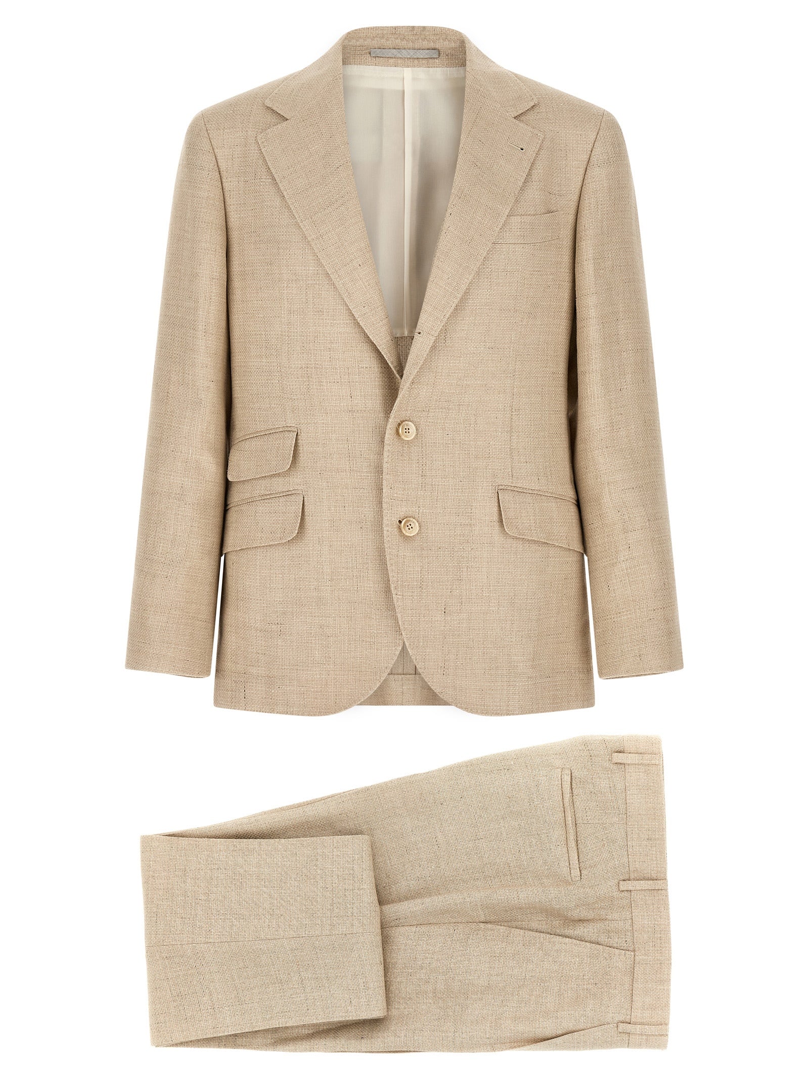 Brunello Cucinelli Beige Silk Two-Piece Suit Brunello Cucinelli