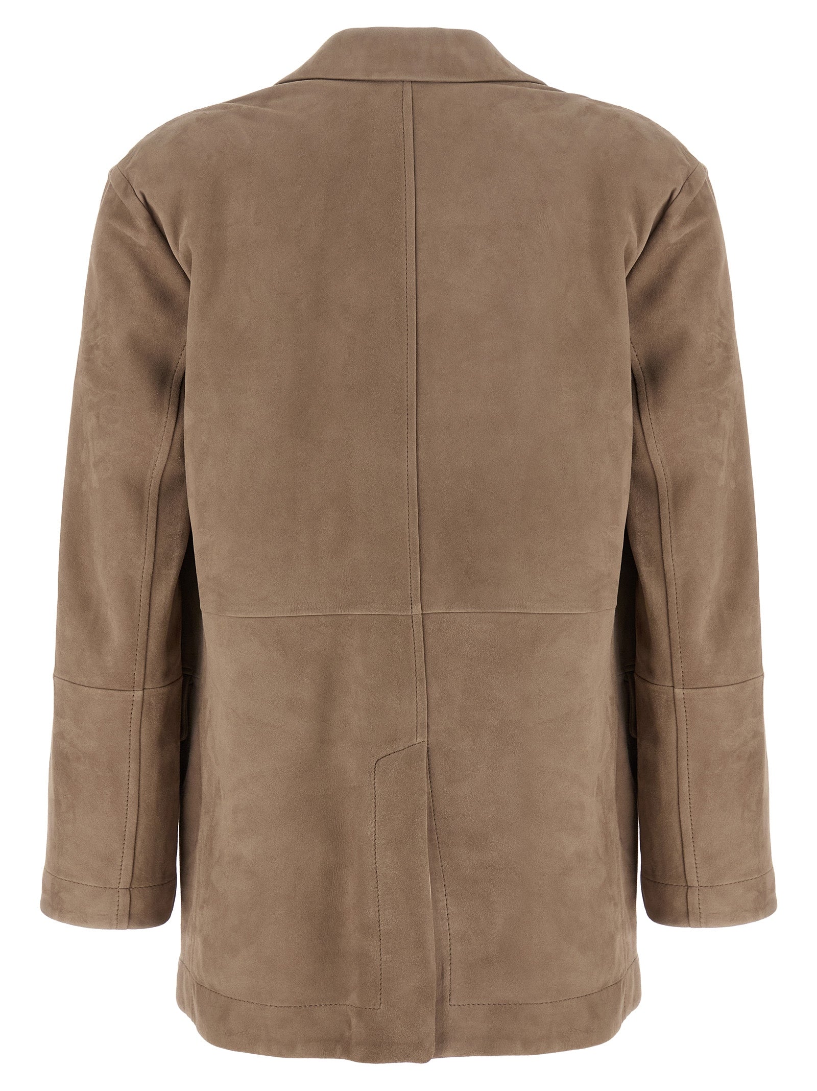Brunello Cucinelli Beige Lamb Leather Blazer Brunello Cucinelli
