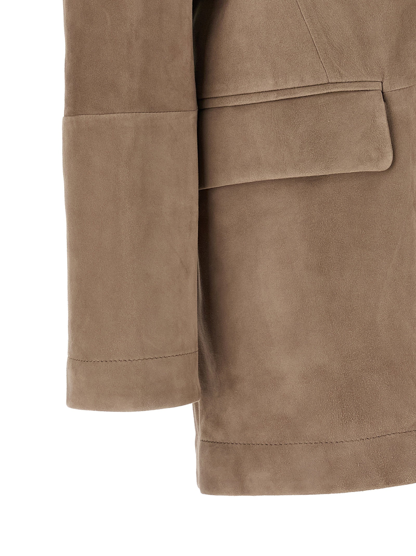 Brunello Cucinelli Beige Lamb Leather Blazer Brunello Cucinelli