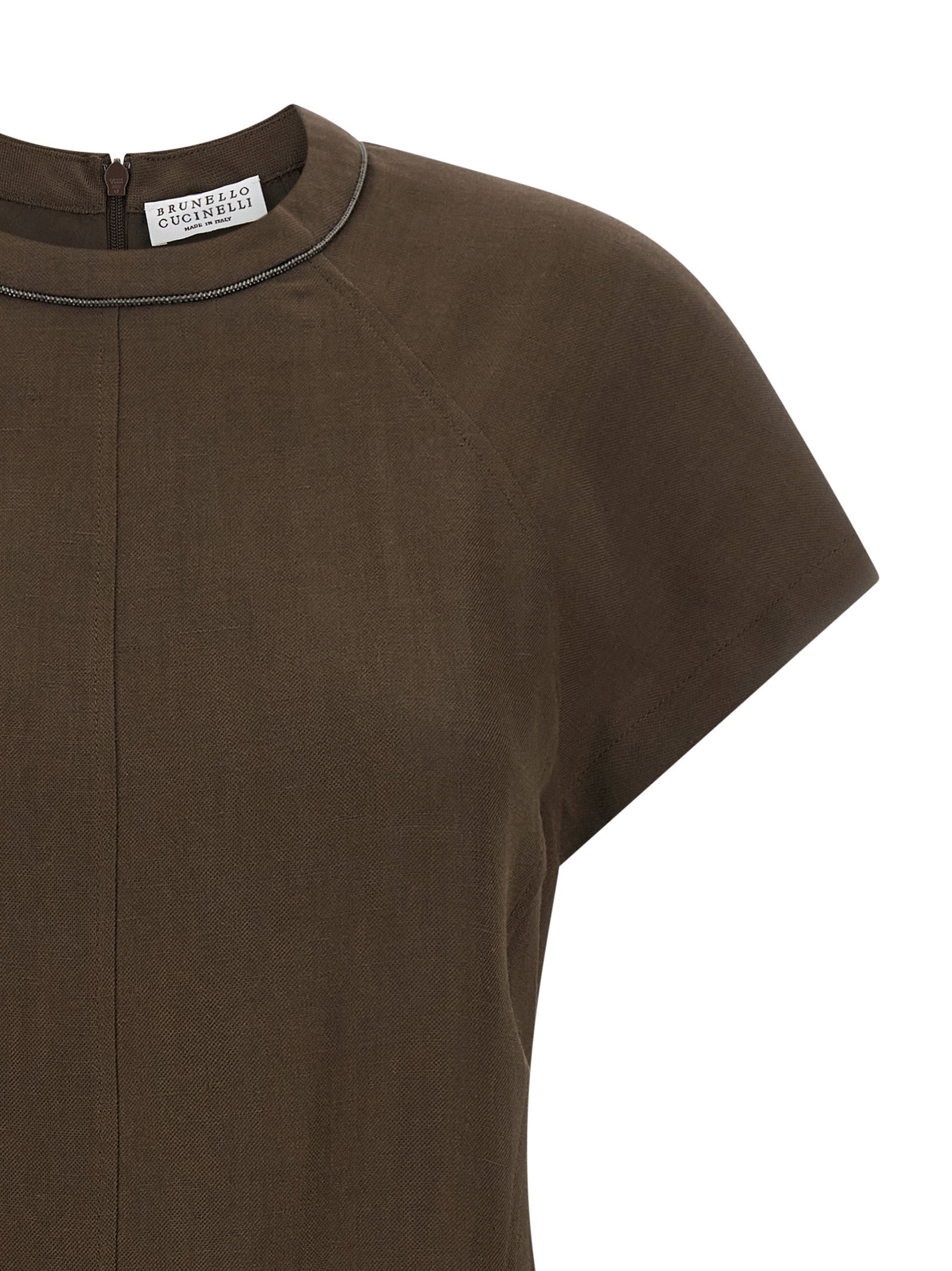 Brunello Cucinelli Brown Viscose Short Dress Brunello Cucinelli