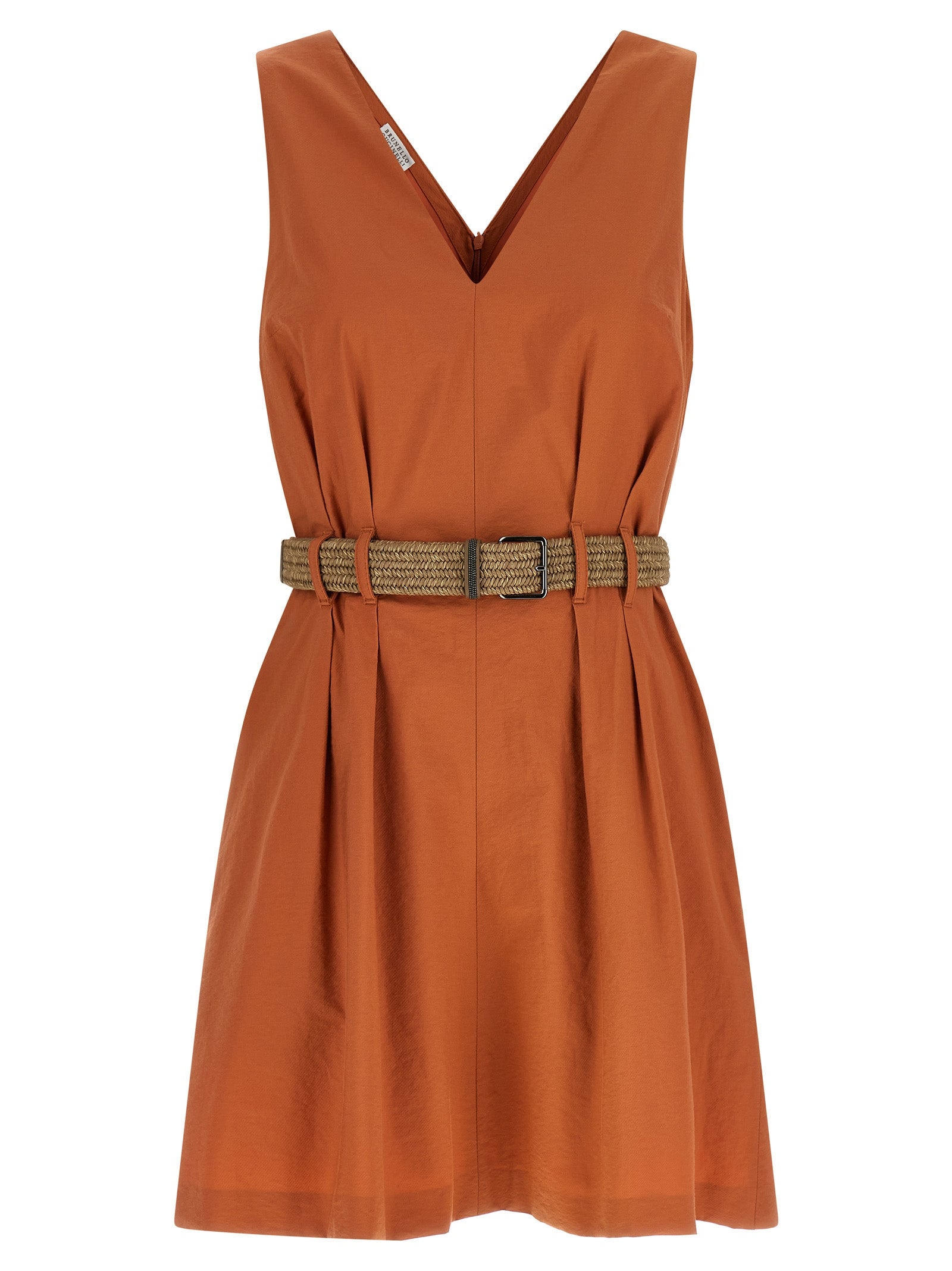 Brunello Cucinelli Orange Cotton Short Dress Brunello Cucinelli