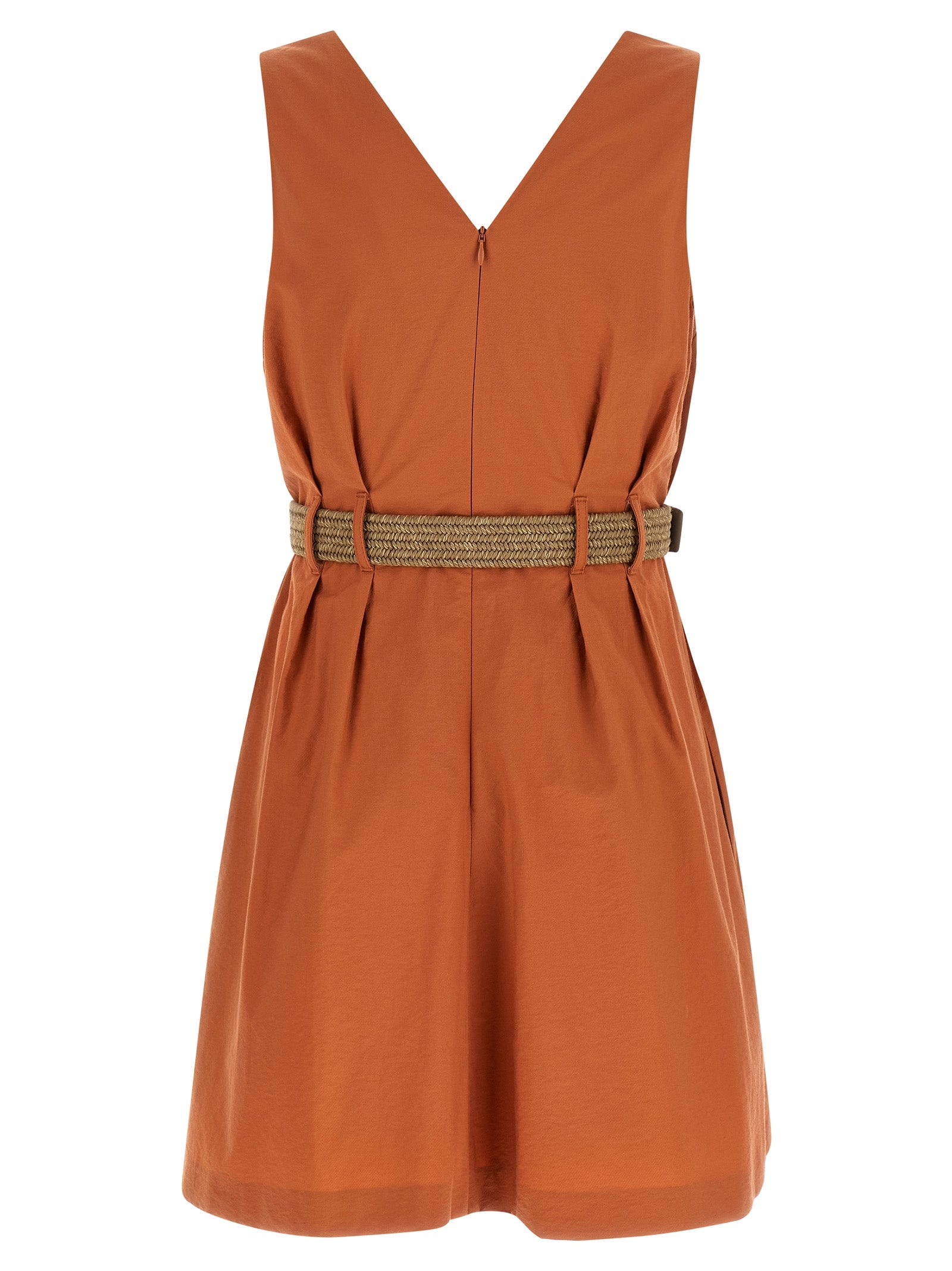 Brunello Cucinelli Orange Cotton Short Dress Brunello Cucinelli