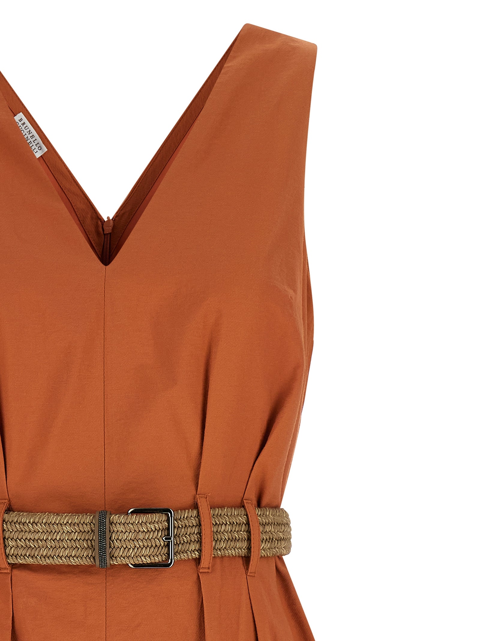 Brunello Cucinelli Orange Cotton Short Dress Brunello Cucinelli