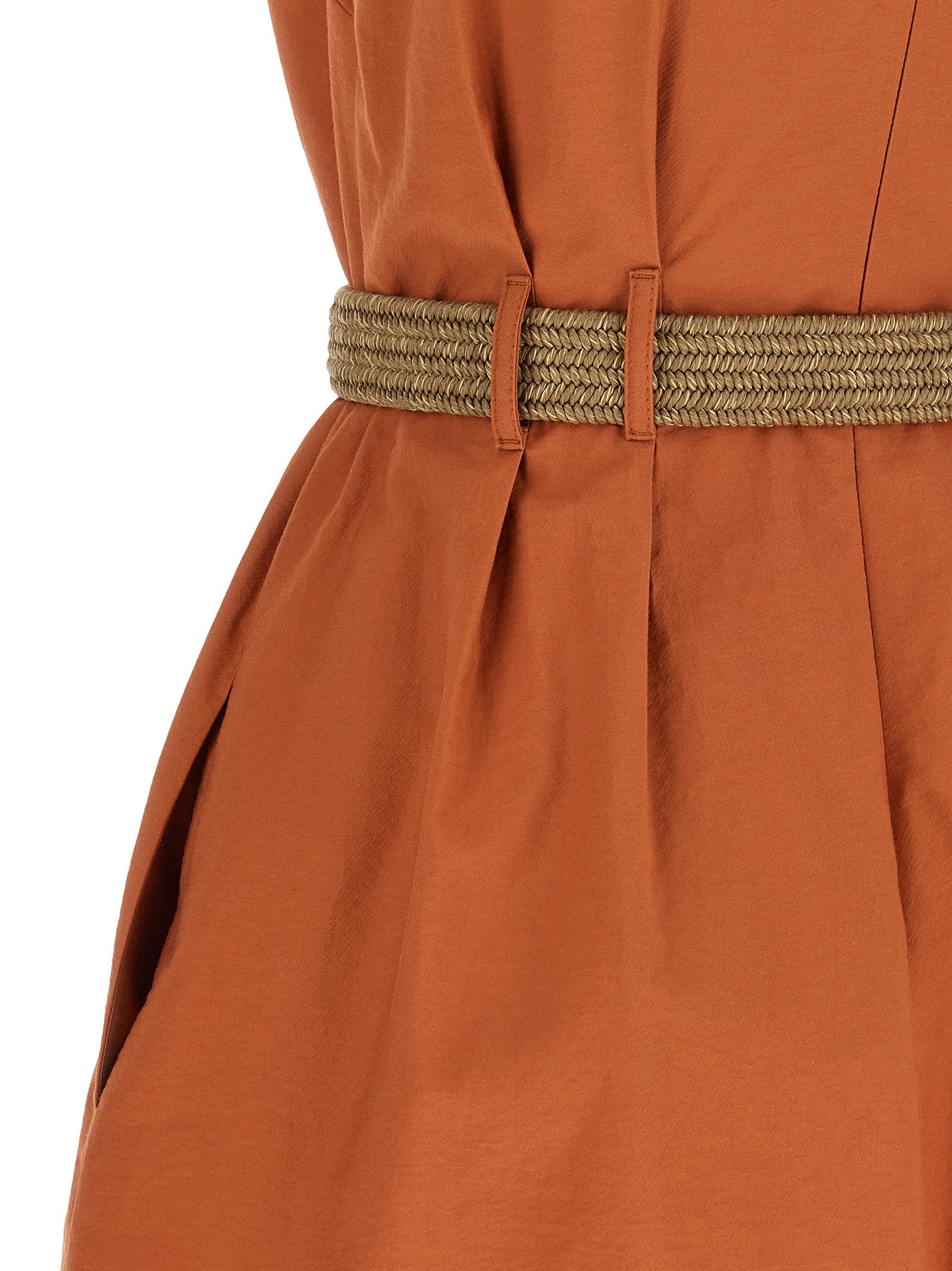 Brunello Cucinelli Orange Cotton Short Dress Brunello Cucinelli