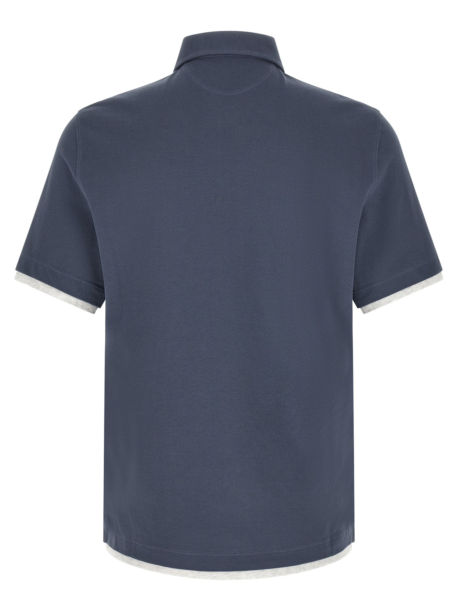 Brunello Cucinelli Blue Cotton Polo Shirt Brunello Cucinelli
