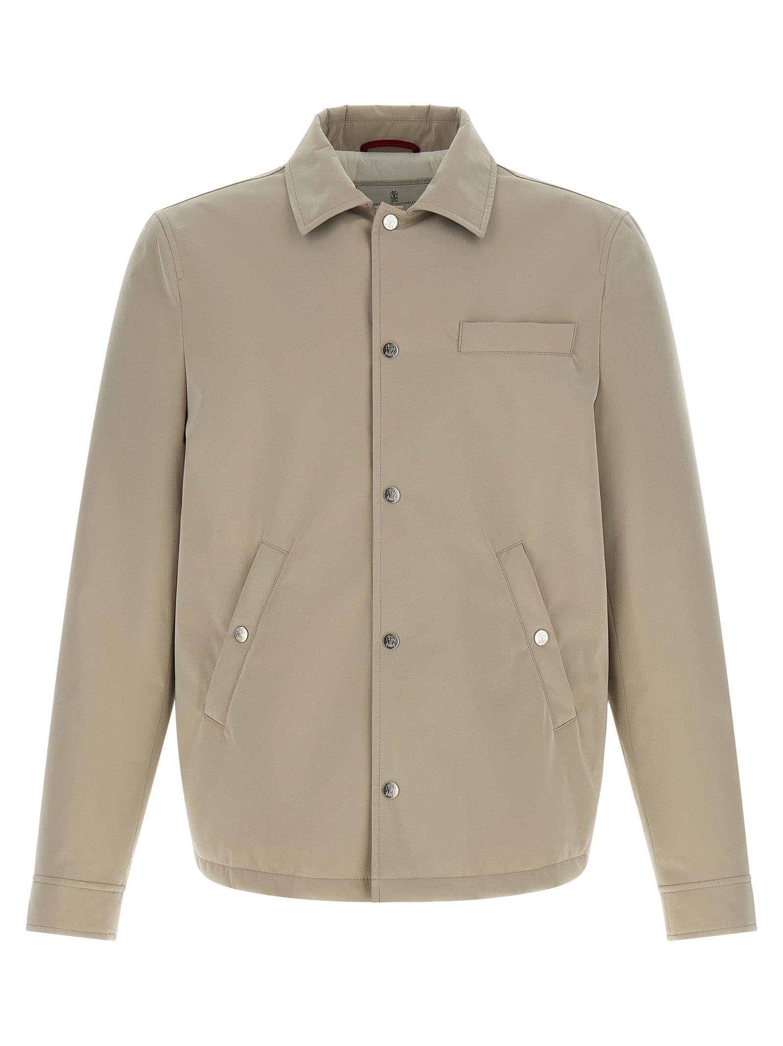 Brunello Cucinelli Gray Polyester Full-Length Jacket Brunello Cucinelli