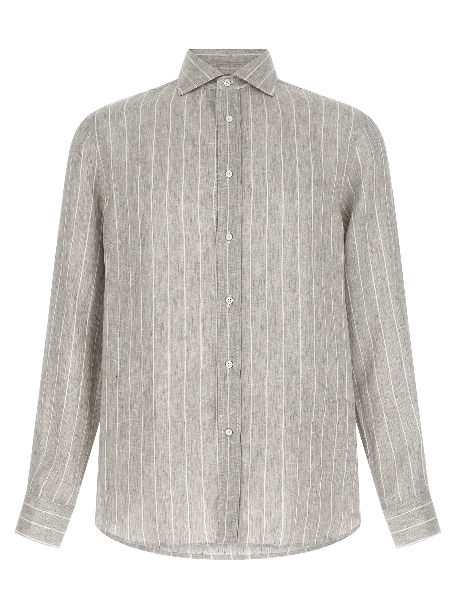 Brunello Cucinelli Gray Linen Blouse Brunello Cucinelli