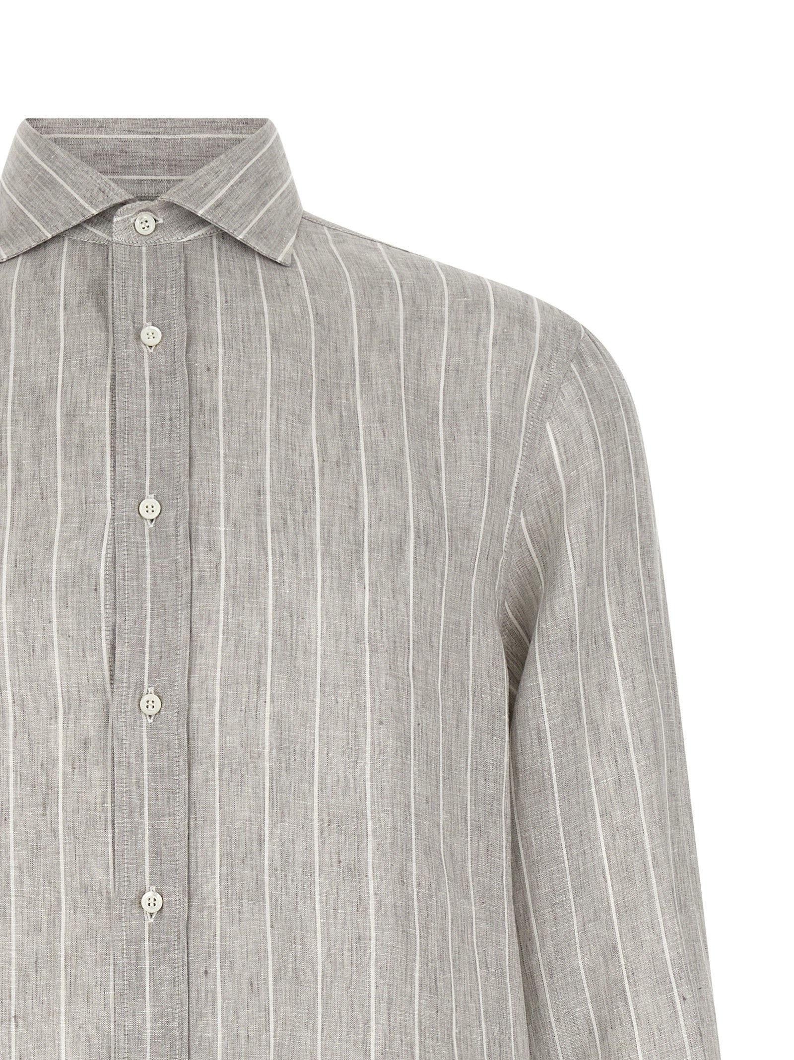Brunello Cucinelli Gray Linen Blouse Brunello Cucinelli