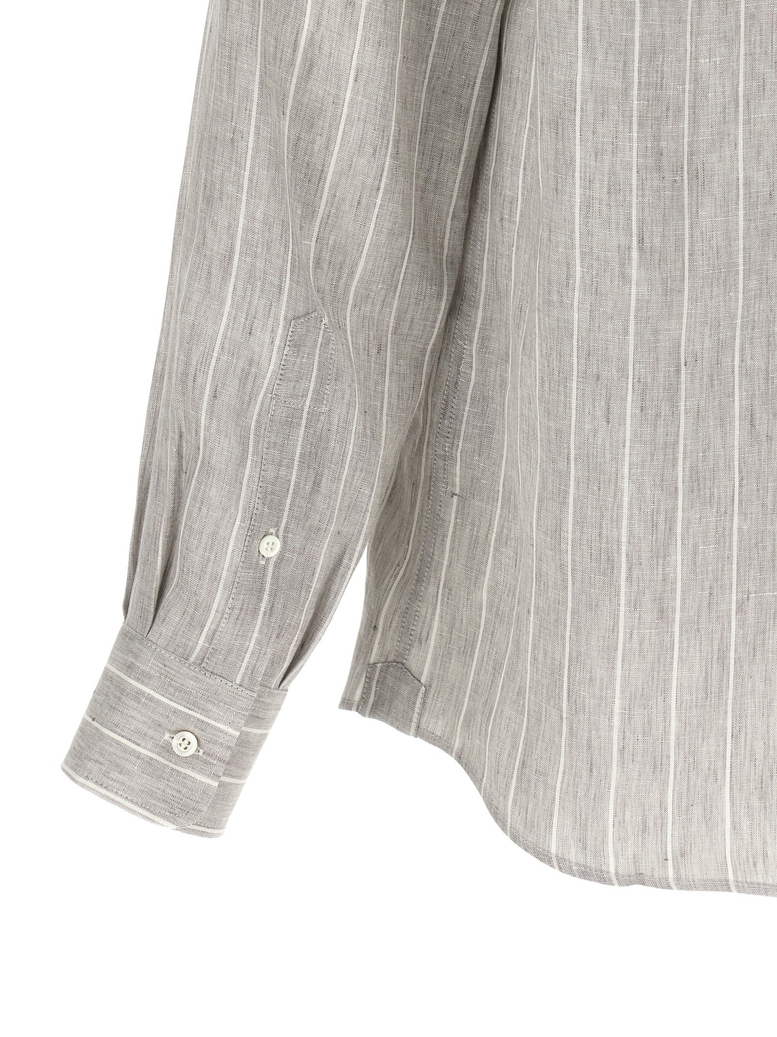 Brunello Cucinelli Gray Linen Blouse Brunello Cucinelli