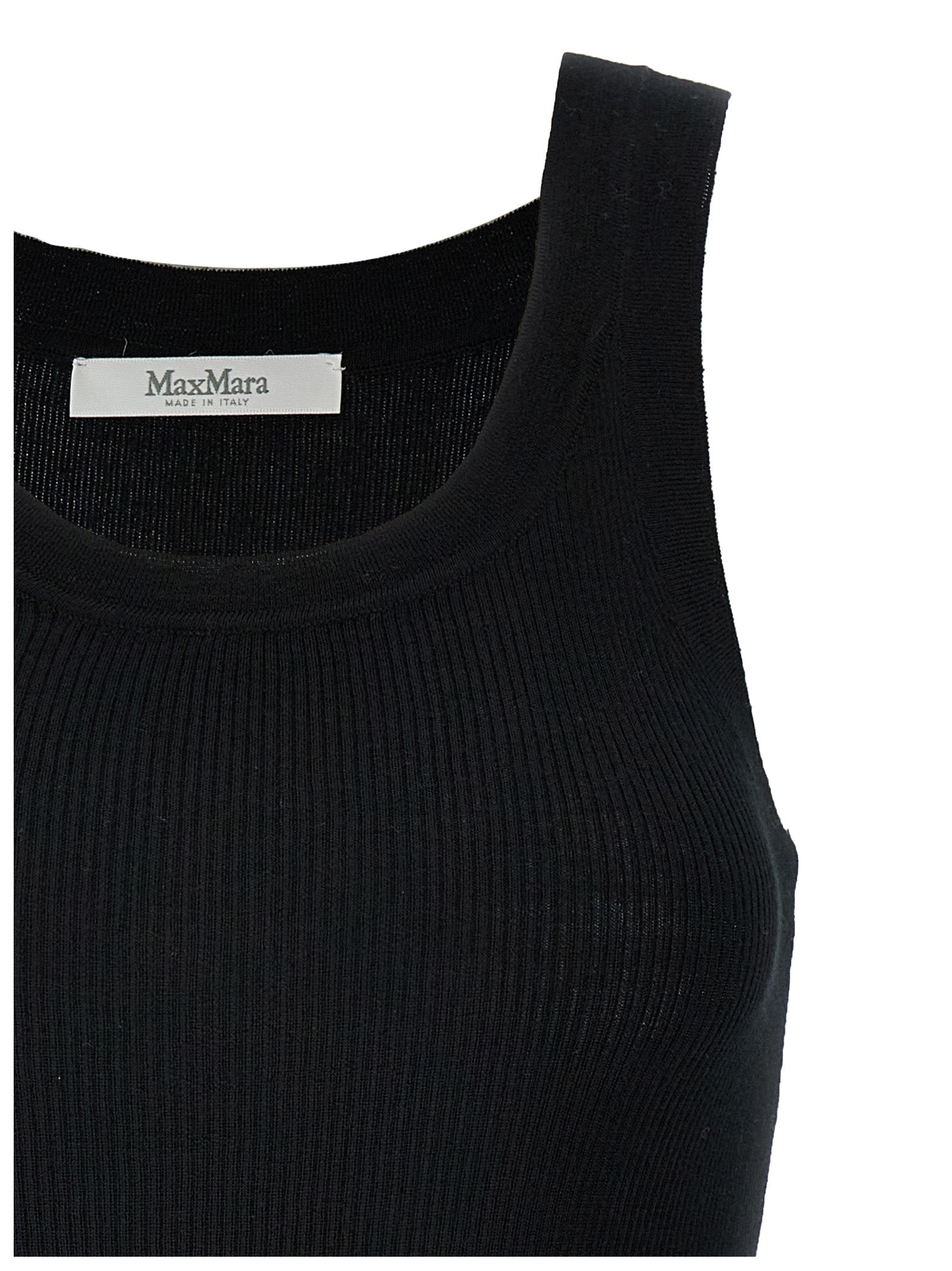 Max Mara Black Virgin Wool Sleeveles T-Shirt Max Mara