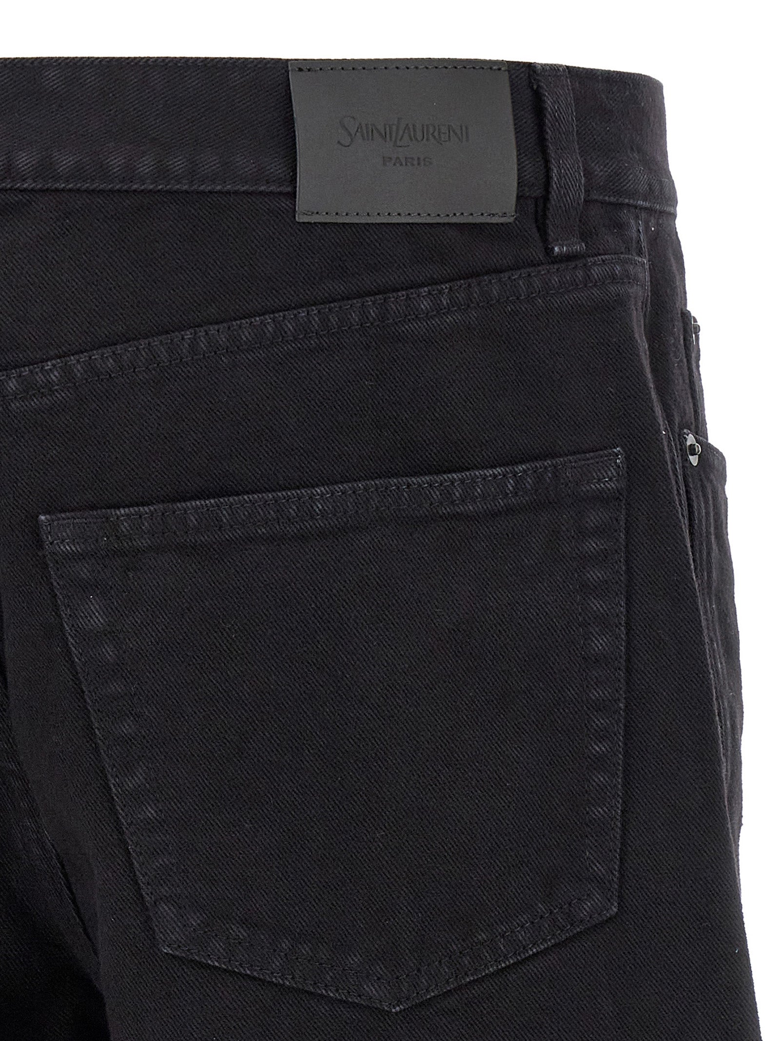 Saint Laurent Black Cotton Straight-Leg Jeans Saint Laurent