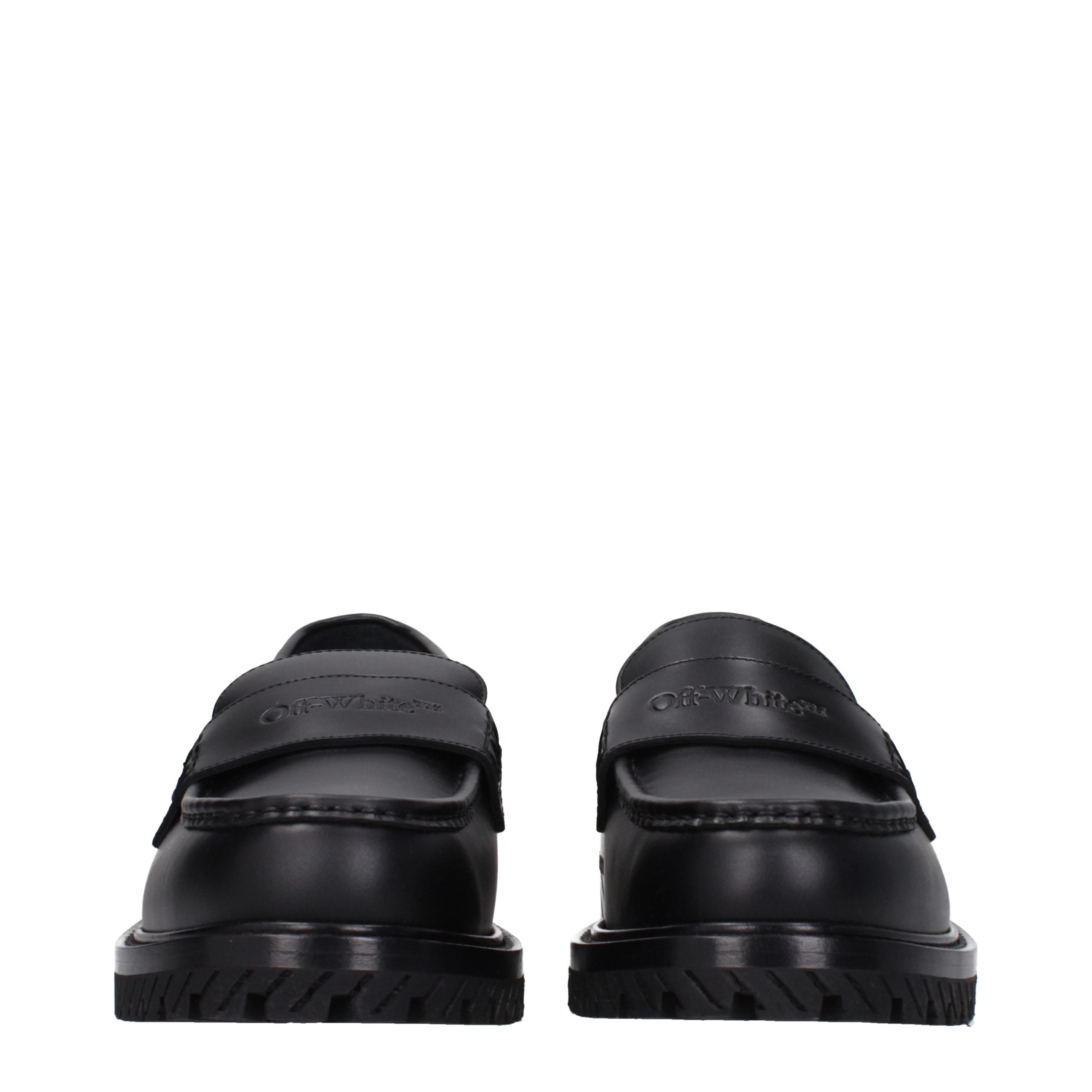 Off-White Black Leather Slip-On Loafers Off-White