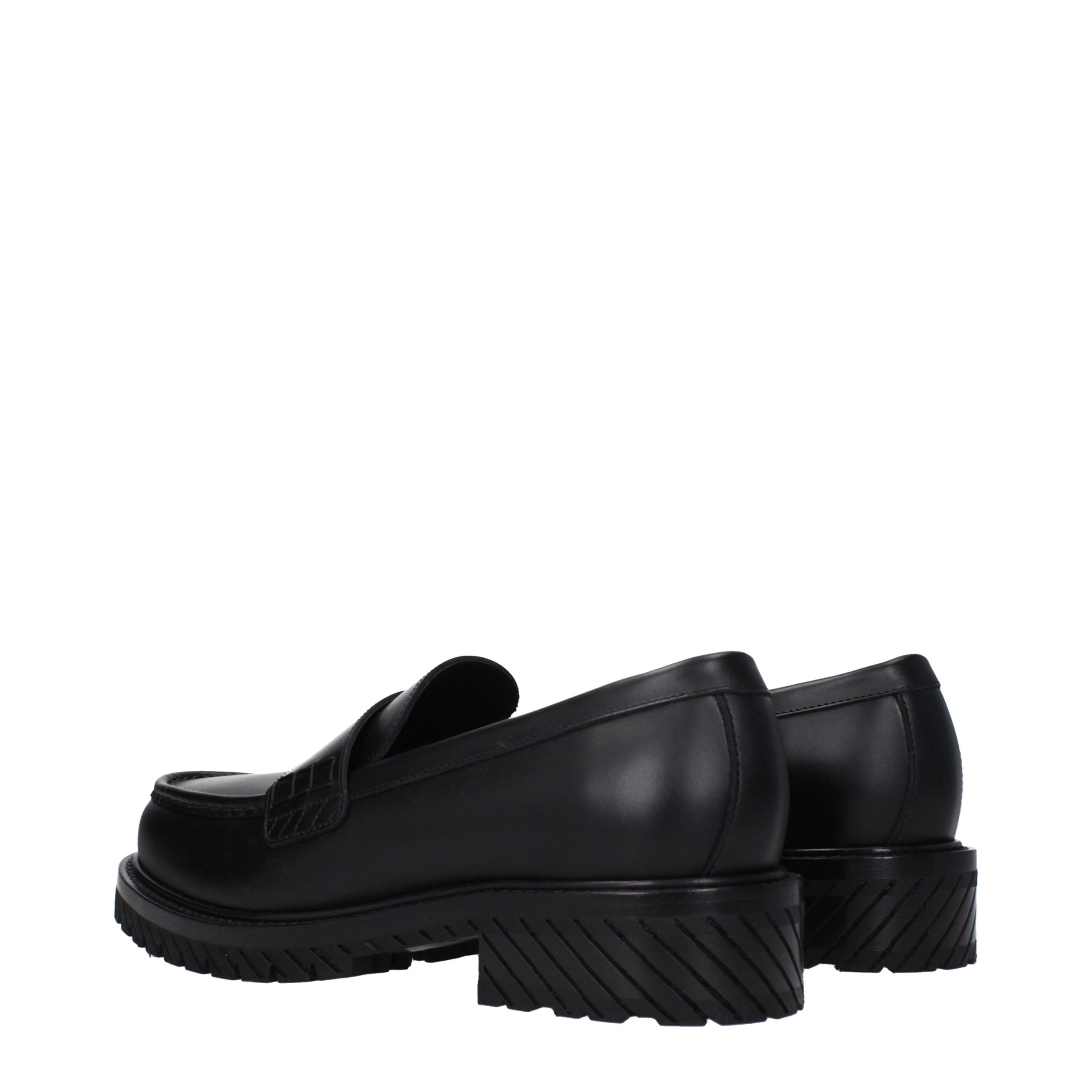 Off-White Black Leather Slip-On Loafers Off-White
