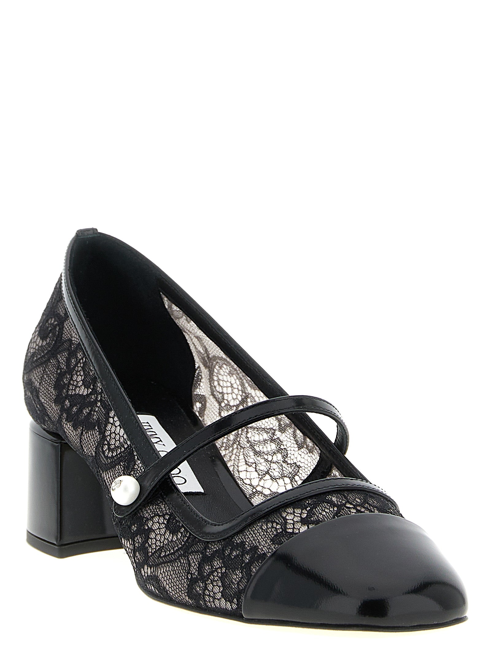 Jimmy Choo Black Tencel Mid Heel Pumps Jimmy Choo