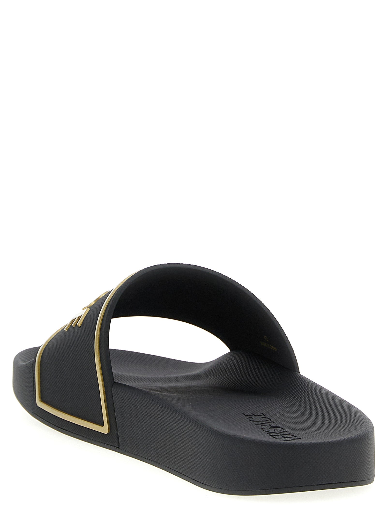 Versace Black Polyurethane Slides Versace
