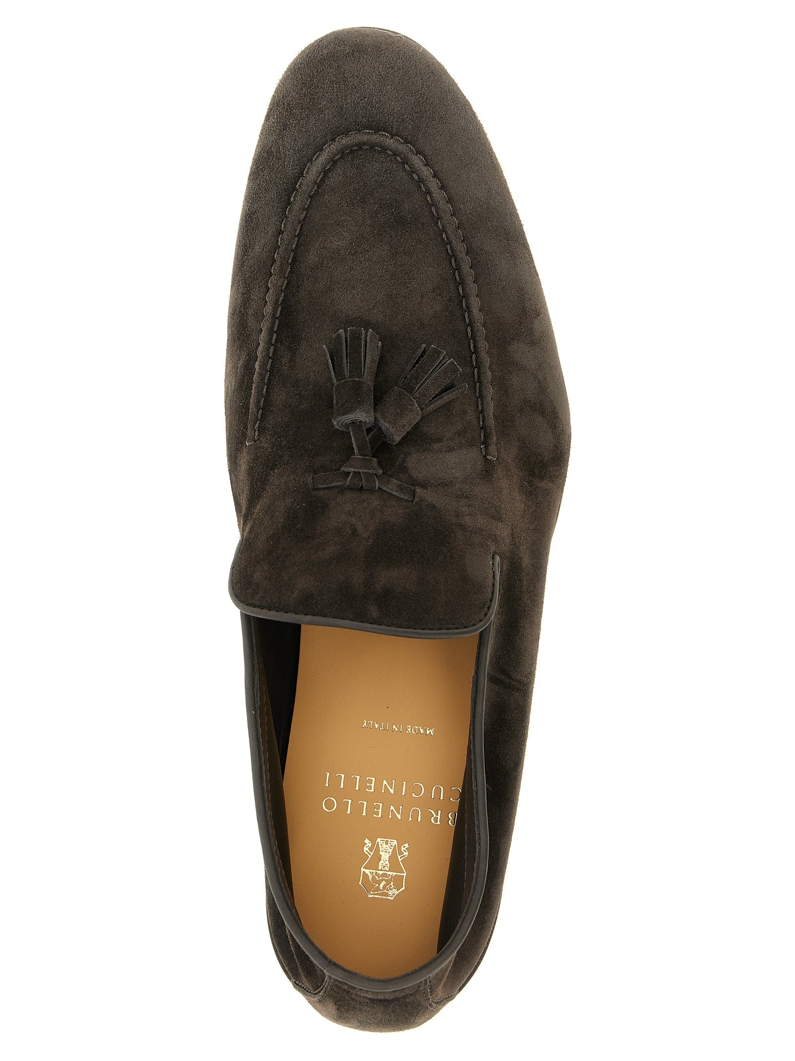 Brunello Cucinelli Gray Calfskin Slip-On Loafers Brunello Cucinelli