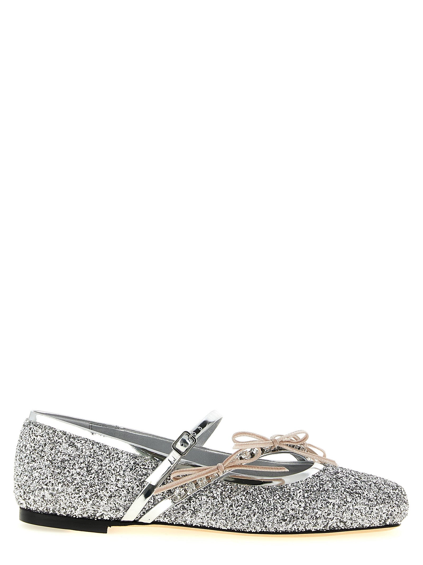 Jimmy Choo Silver Tencel Ballet Flats Jimmy Choo