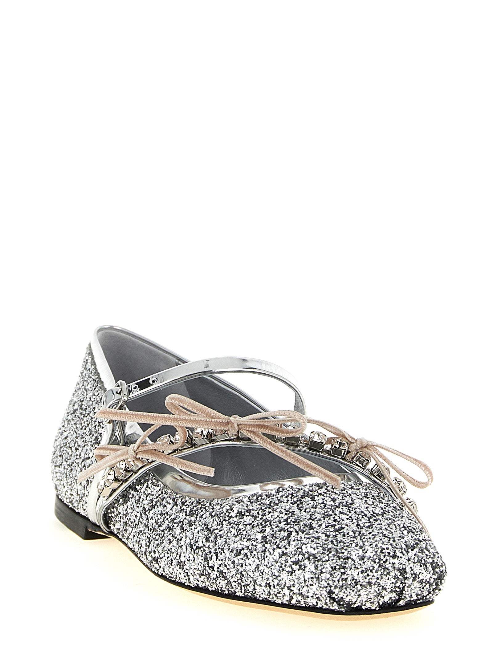 Jimmy Choo Silver Tencel Ballet Flats Jimmy Choo