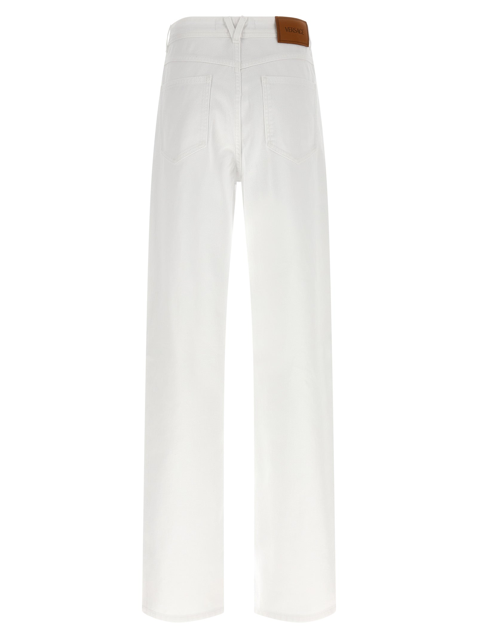 Versace White Cotton Straight-Leg Jeans Versace