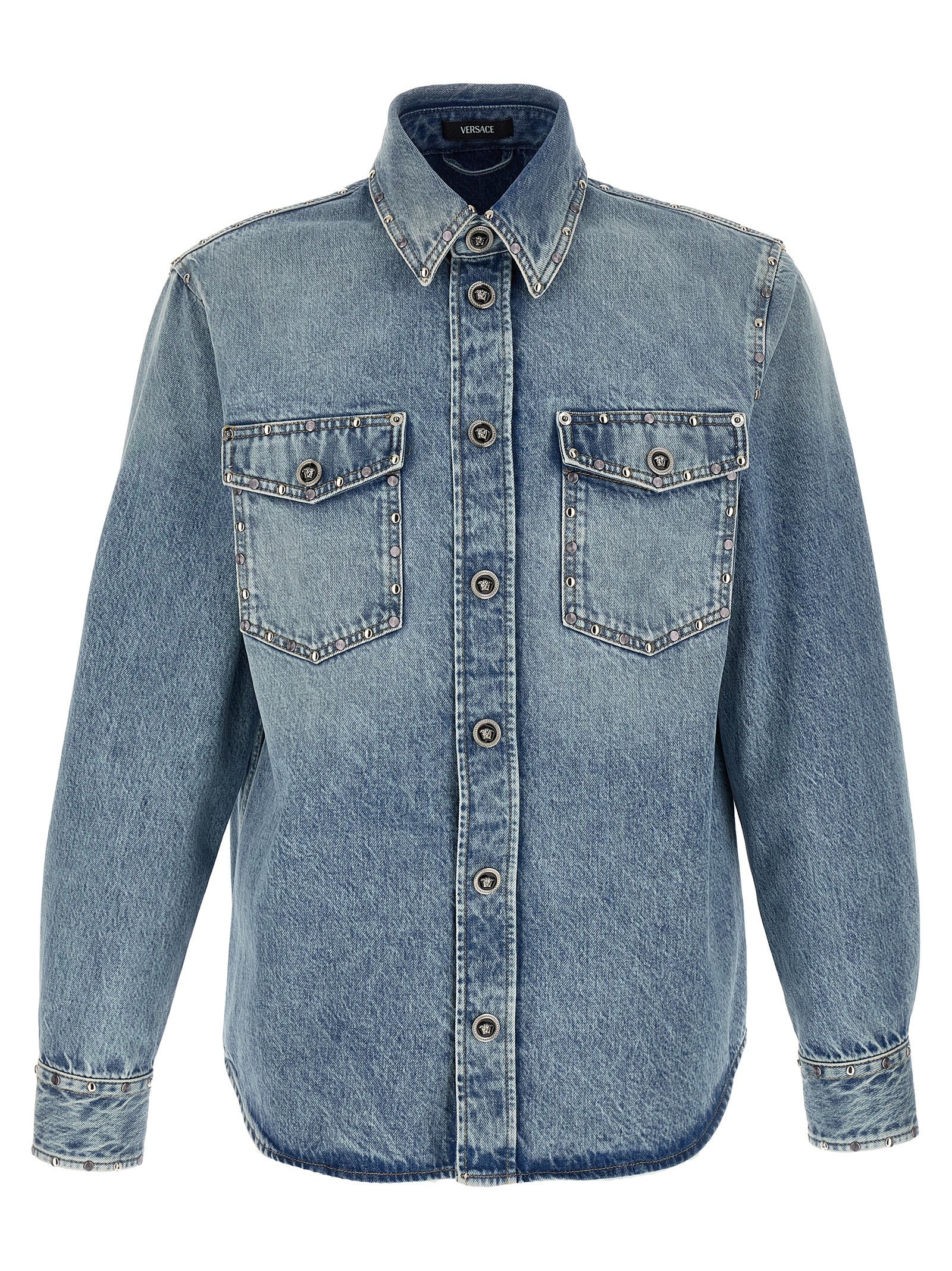 Versace Blue Cotton Blouse Versace
