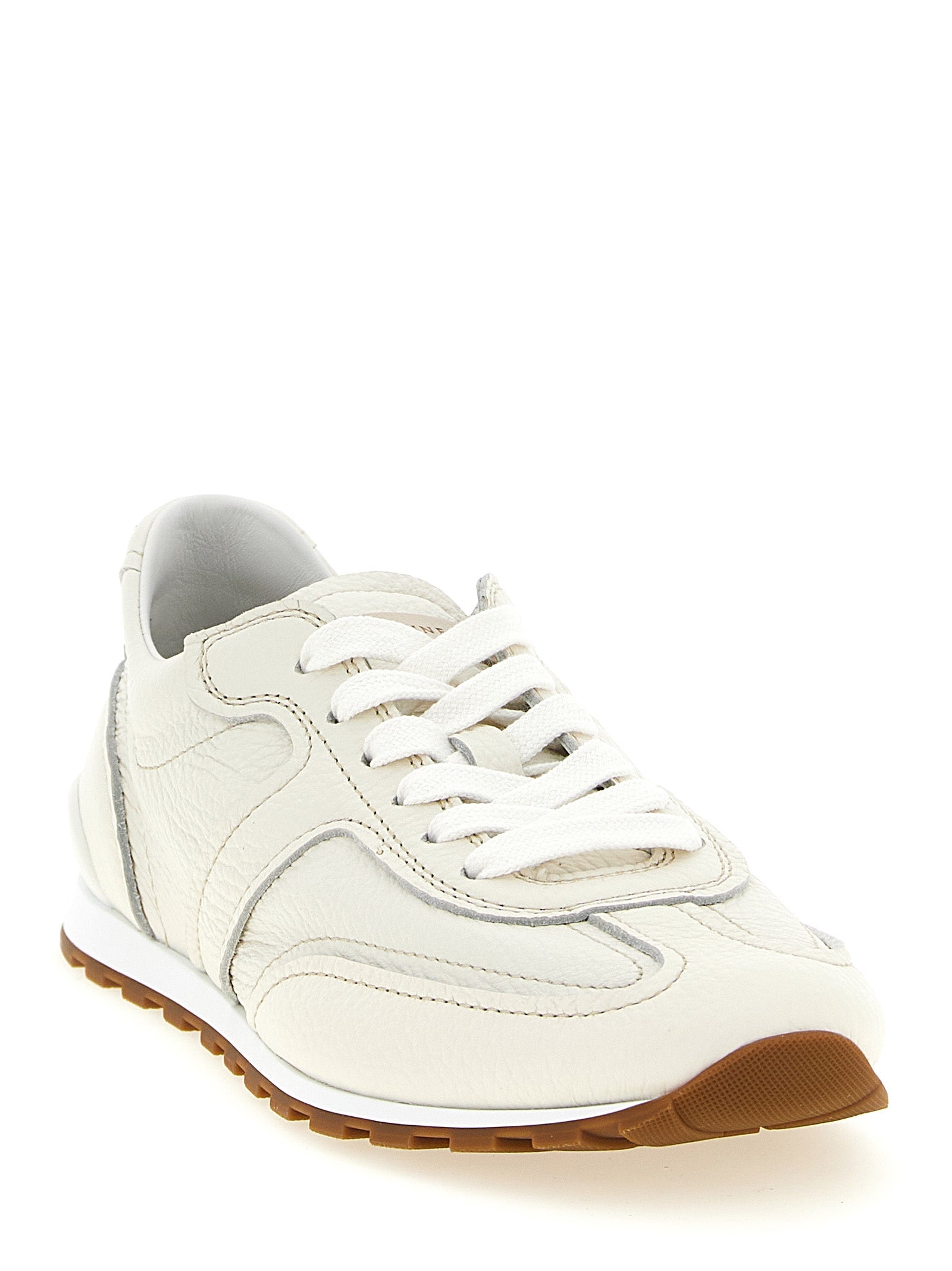 Brunello Cucinelli White Goatskin Athletic Sneakers Brunello Cucinelli