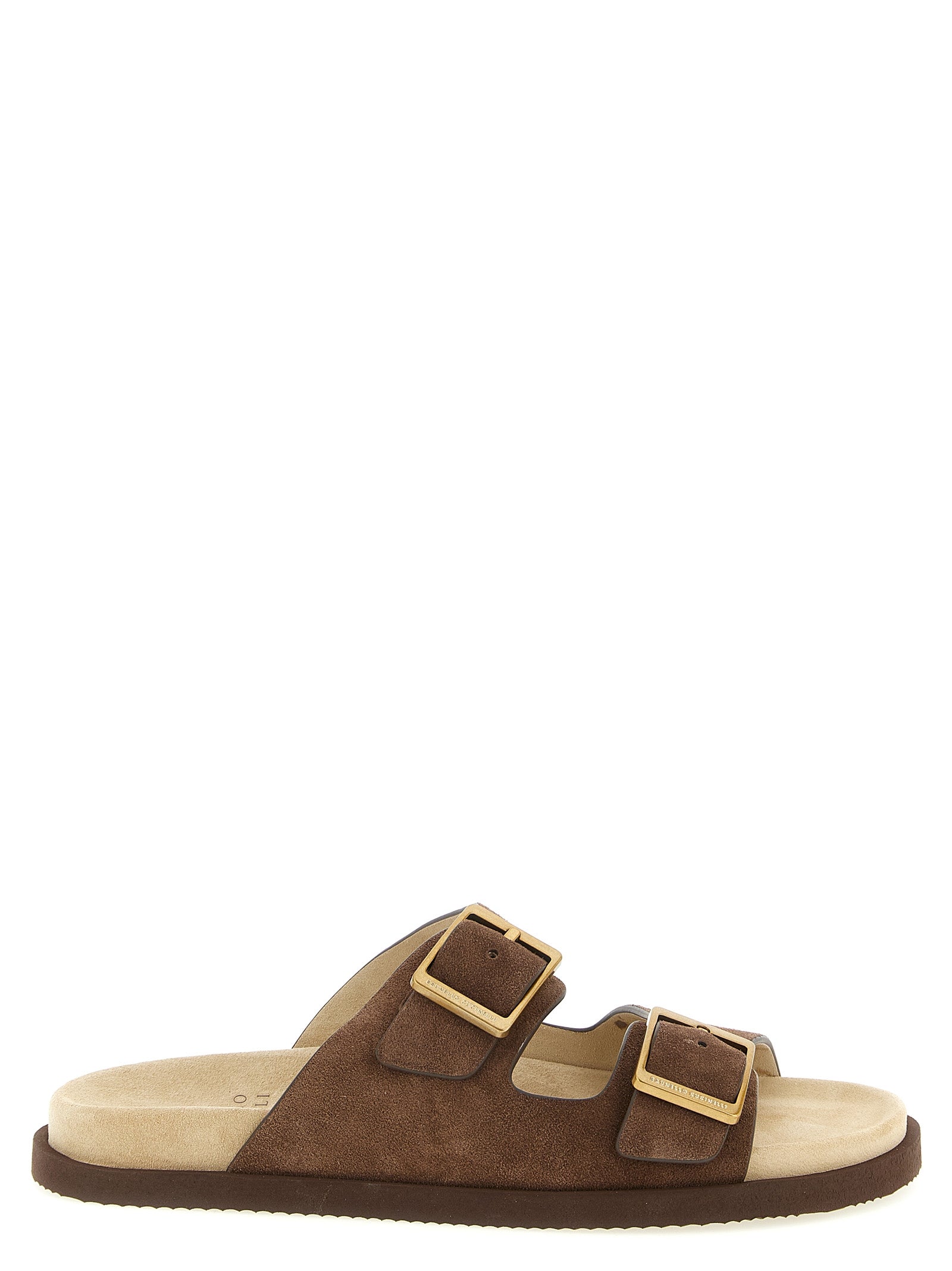 Brunello Cucinelli Brown Calfskin Slides Brunello Cucinelli