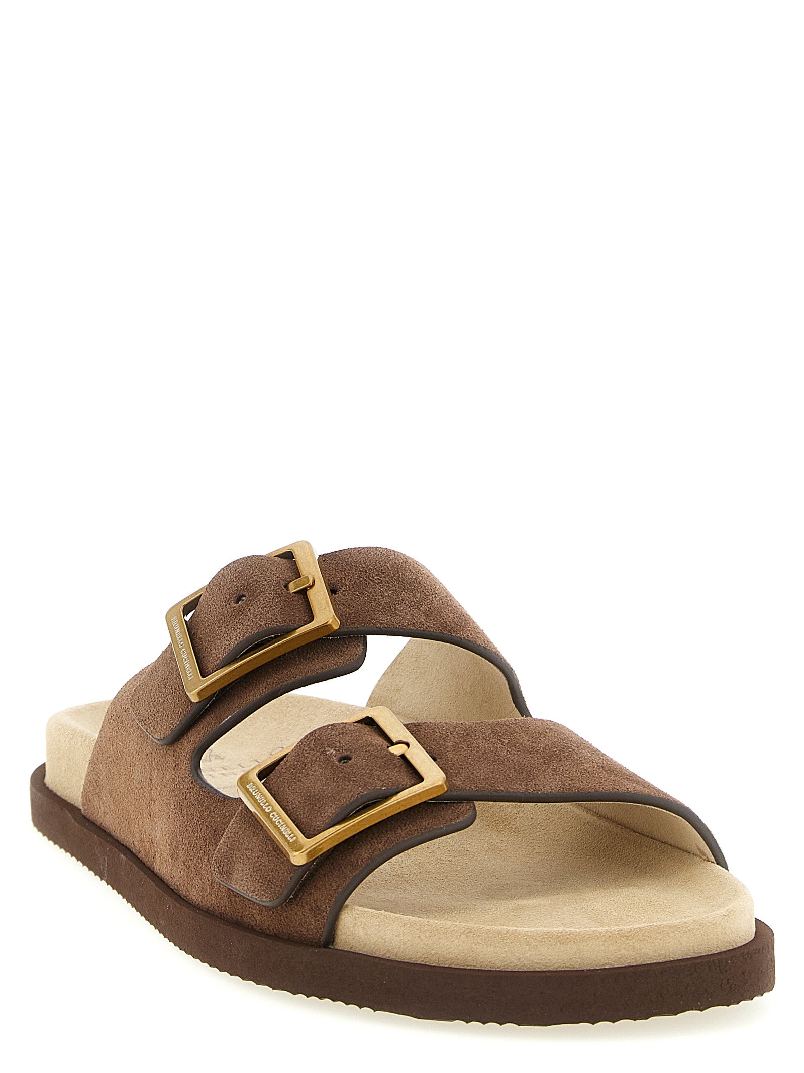 Brunello Cucinelli Brown Calfskin Slides Brunello Cucinelli