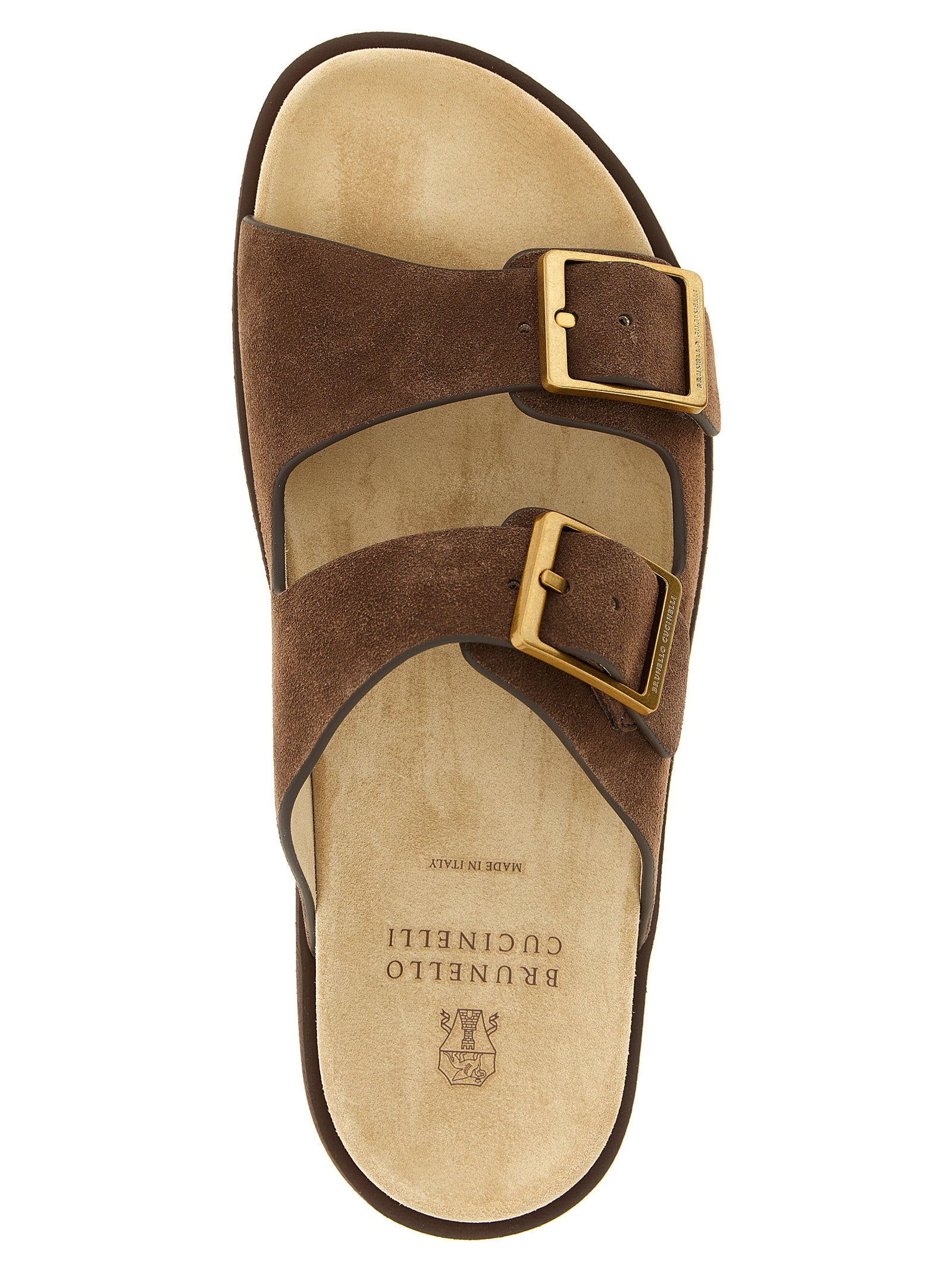 Brunello Cucinelli Brown Calfskin Slides Brunello Cucinelli