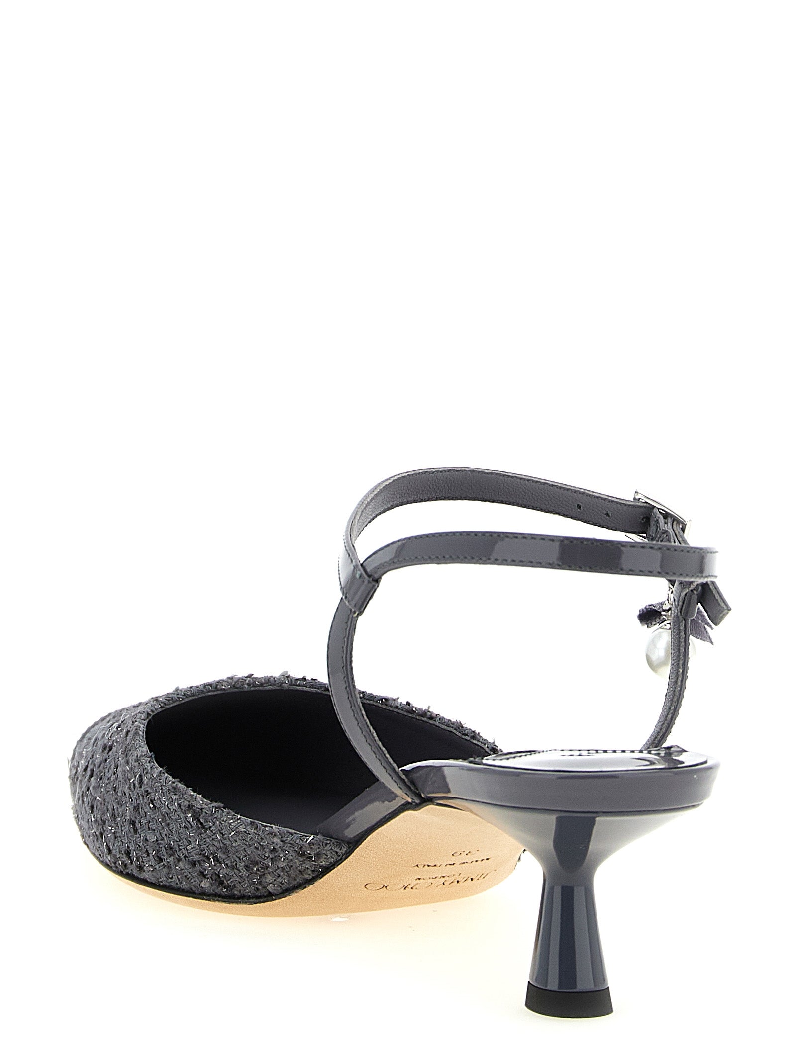 Jimmy Choo Gray Tencel Mid Heel Pumps Jimmy Choo
