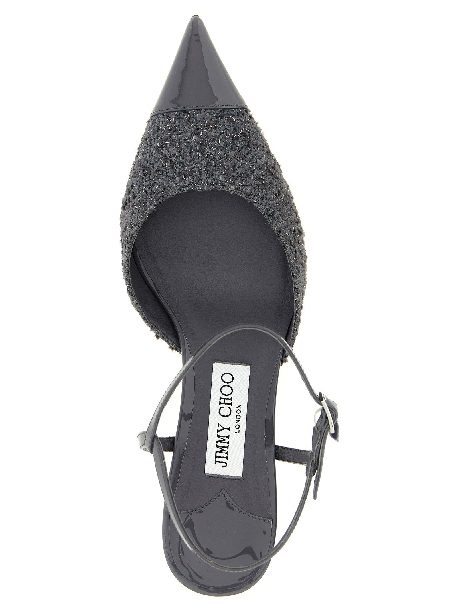 Jimmy Choo Gray Tencel Mid Heel Pumps Jimmy Choo