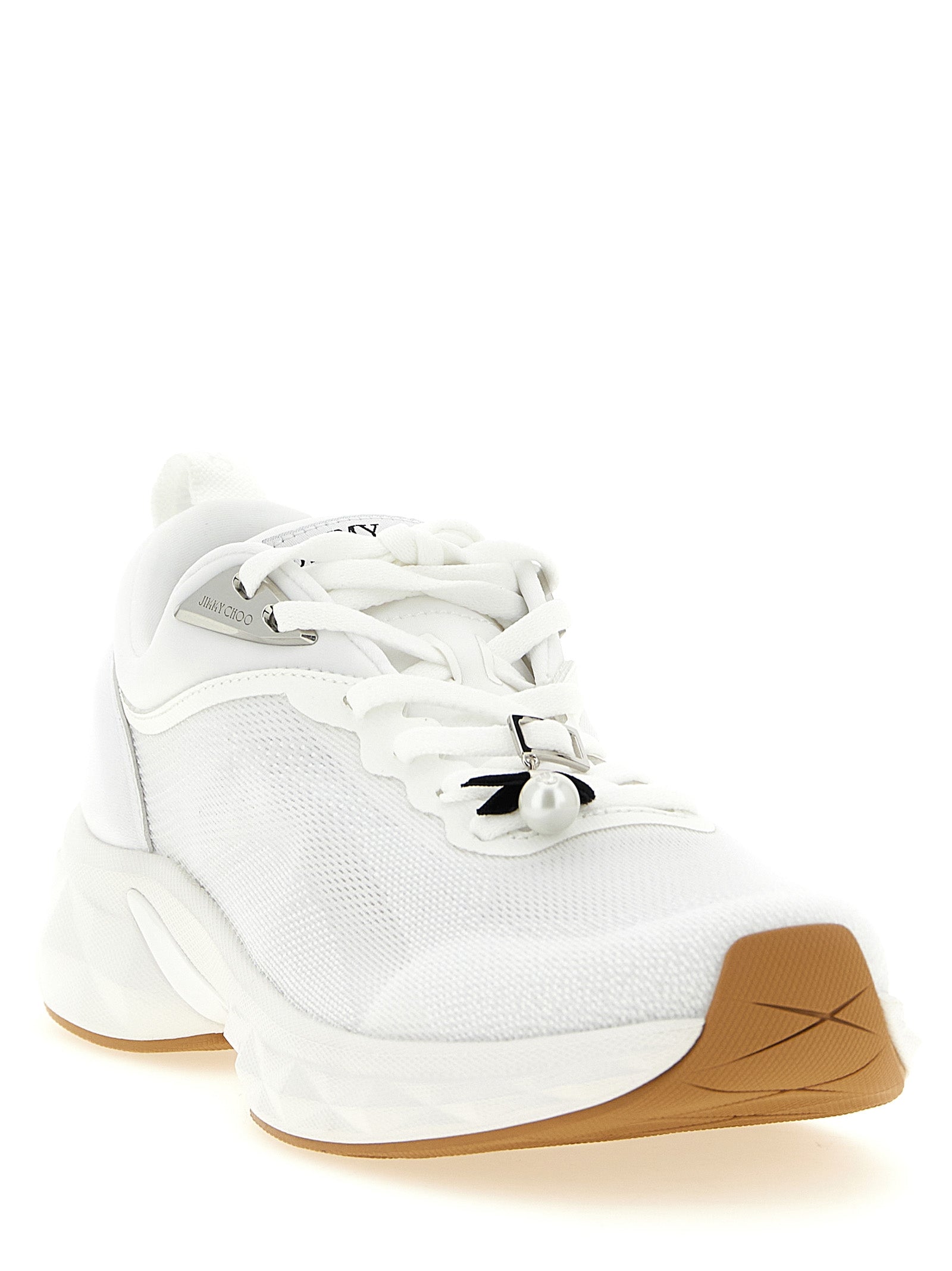 Jimmy Choo White Tencel Athletic Sneakers Jimmy Choo