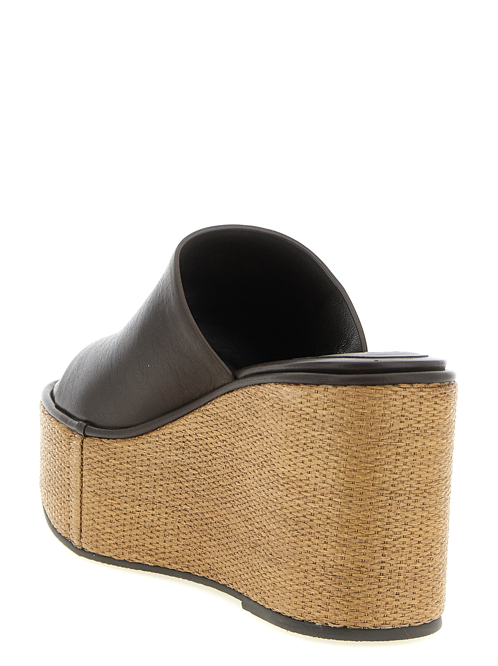 Brunello Cucinelli Brown Calfskin Wedge Sandals Brunello Cucinelli