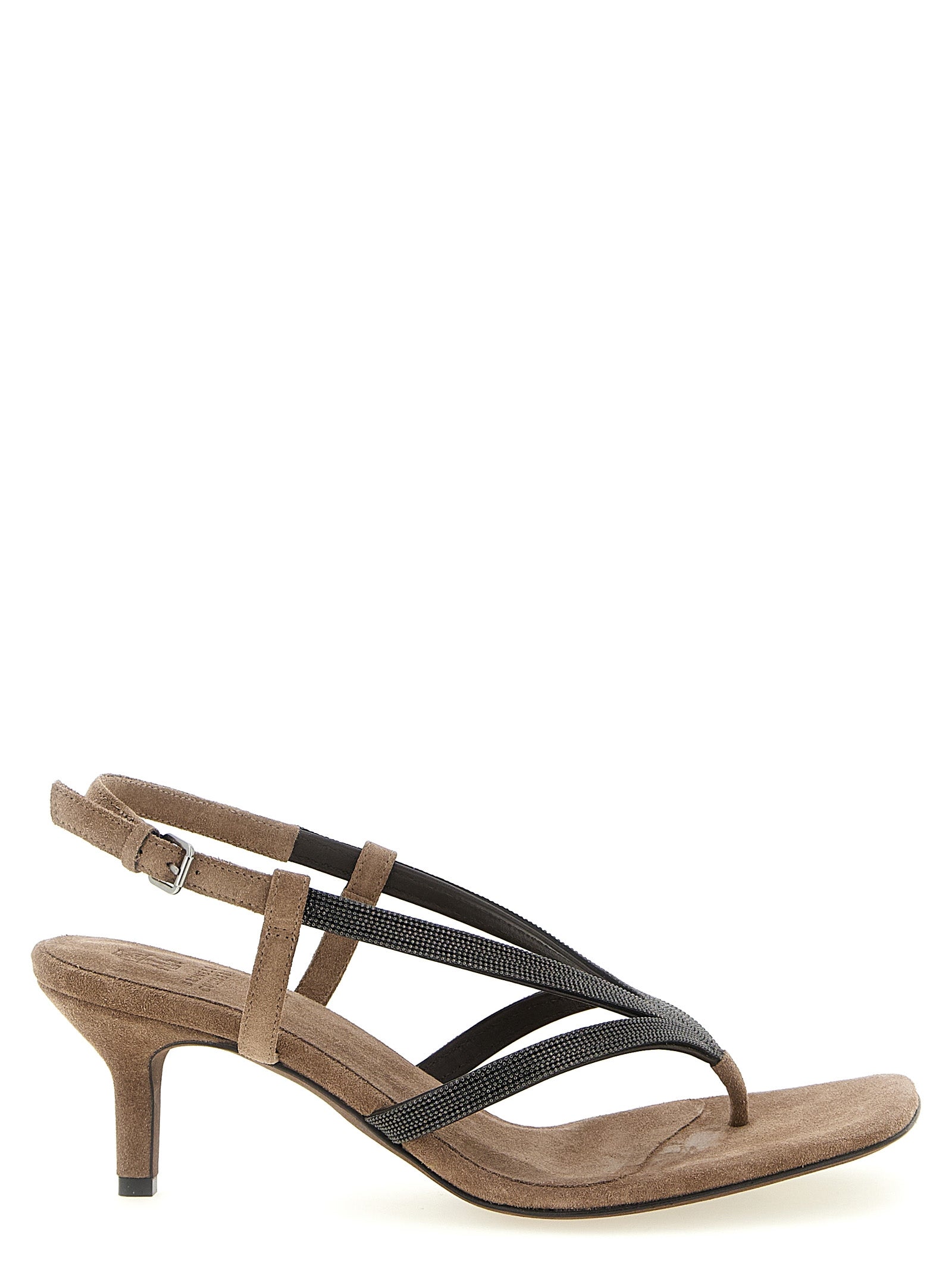Brunello Cucinelli Beige Lamb Leather Flat Sandals Brunello Cucinelli