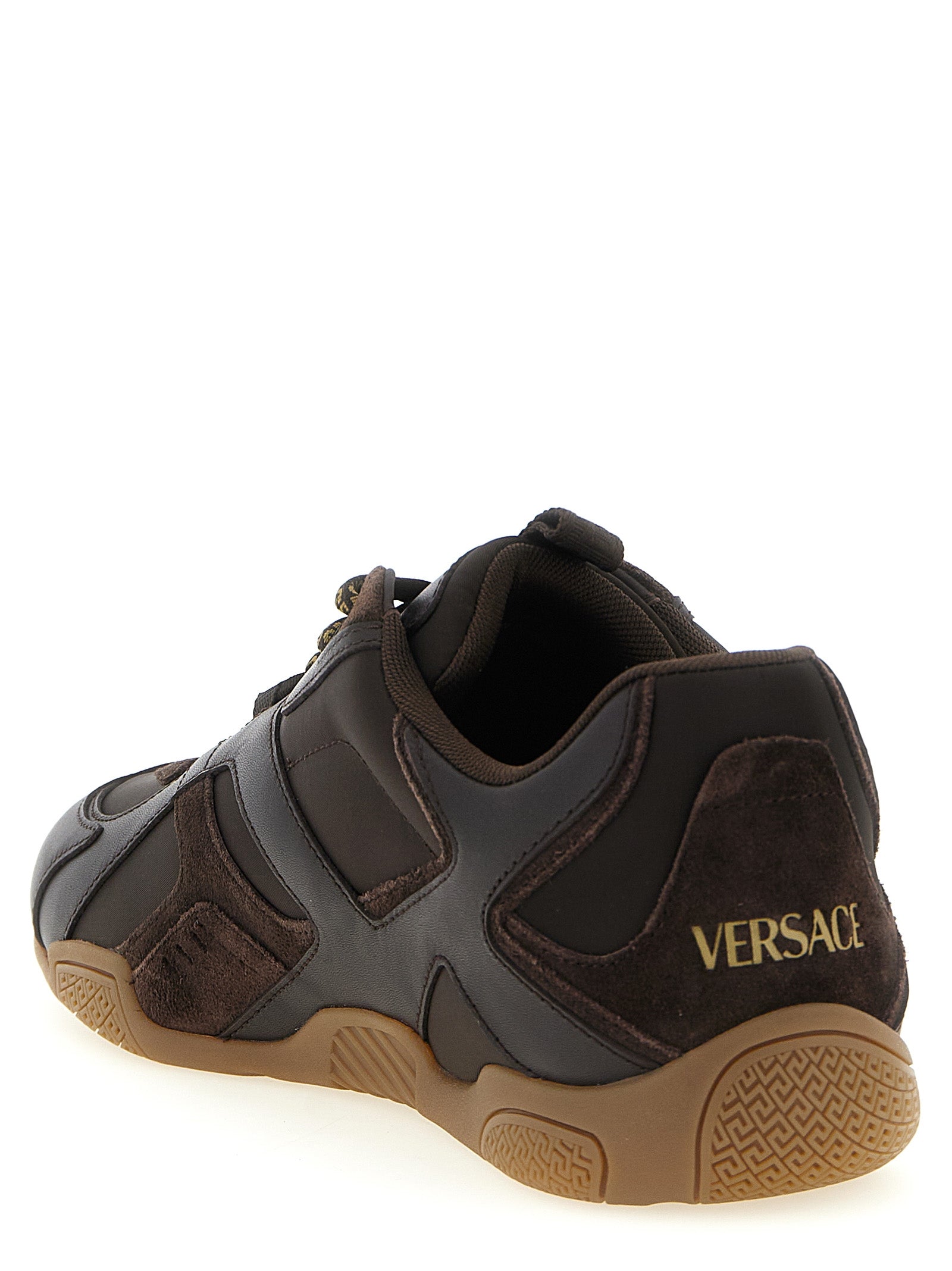 Versace Brown Calfskin Athletic Sneakers Versace