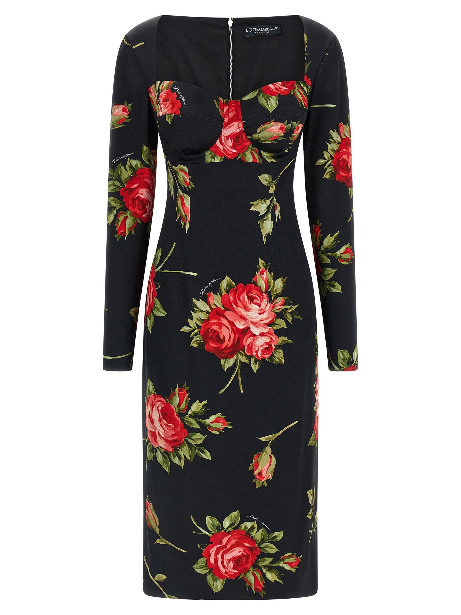 Dolce & Gabbana Black Viscose Midi Dress Dolce & Gabbana