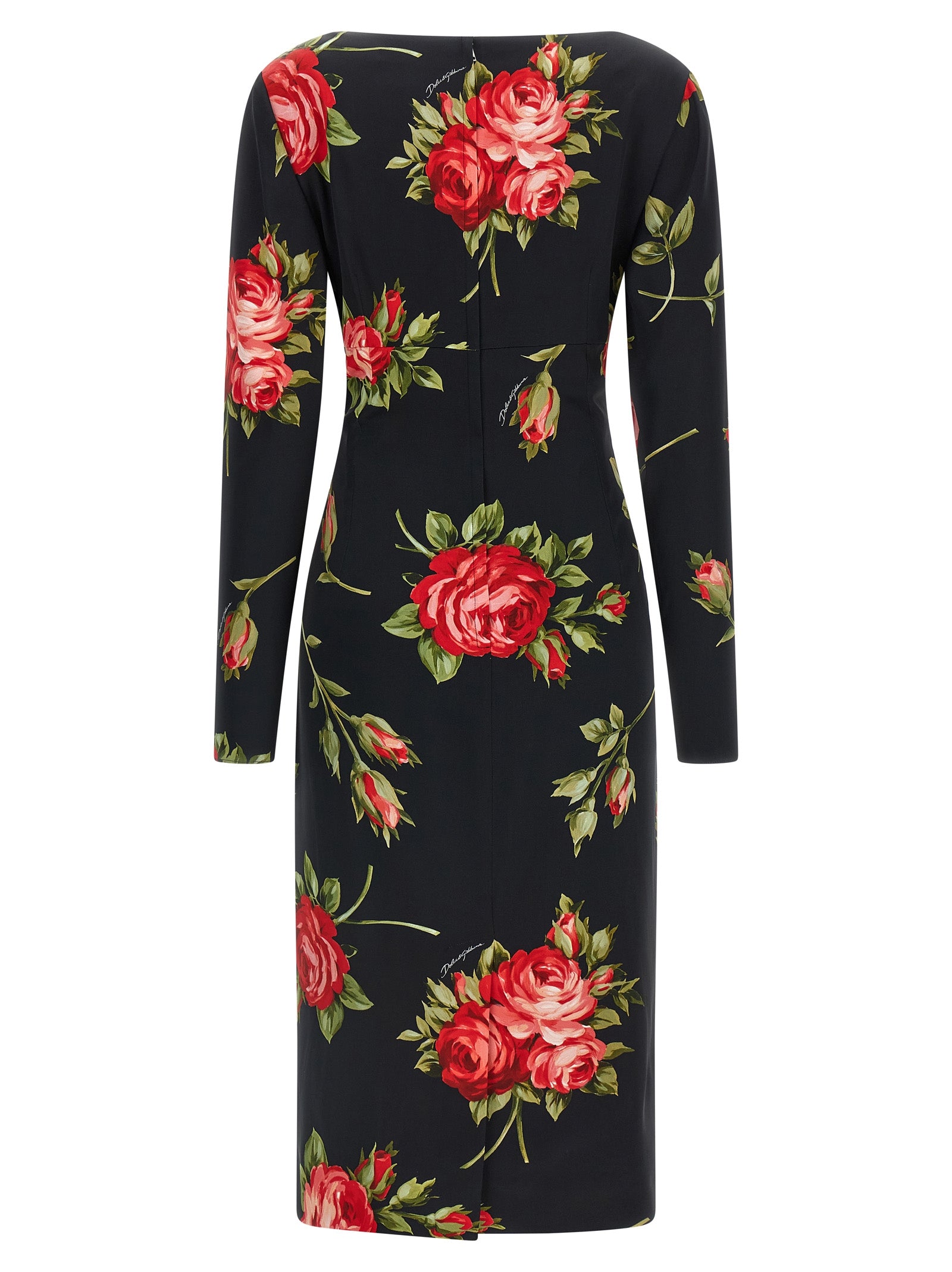 Dolce & Gabbana Black Viscose Midi Dress Dolce & Gabbana