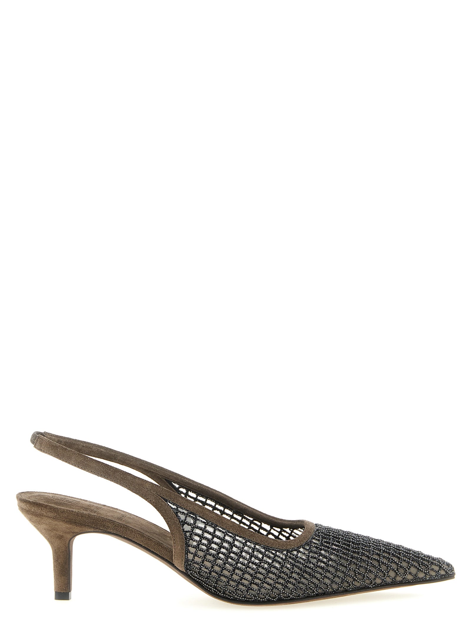 Brunello Cucinelli Brown Calfskin Mid Heel Pumps Brunello Cucinelli