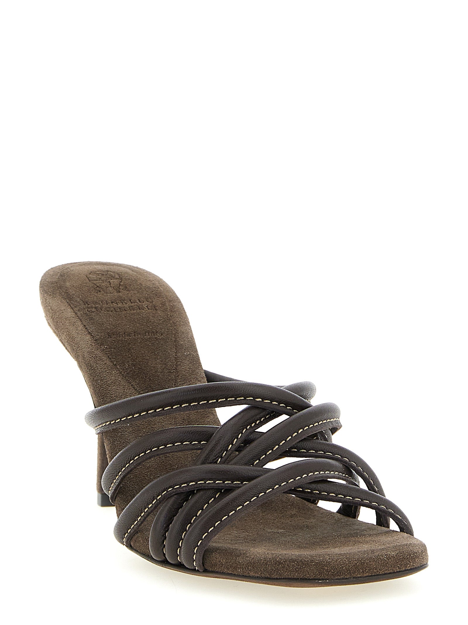 Brunello Cucinelli Brown Leather Stiletto Heel Sandals Brunello Cucinelli