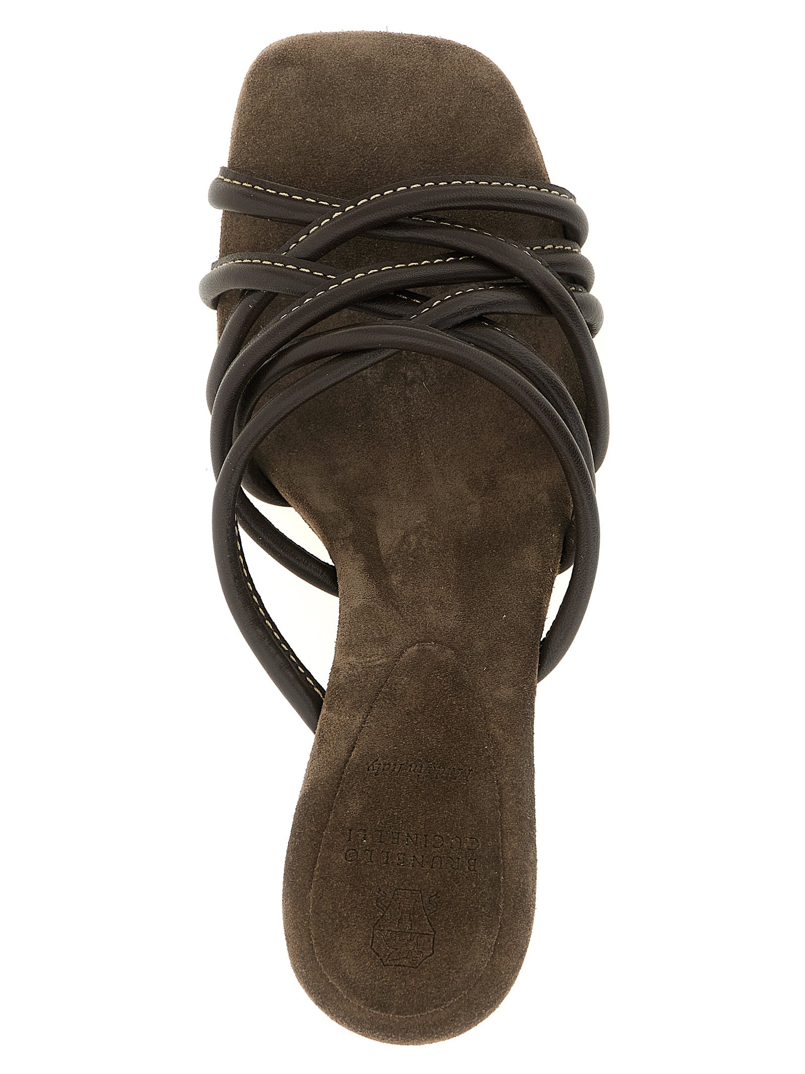 Brunello Cucinelli Brown Leather Stiletto Heel Sandals Brunello Cucinelli