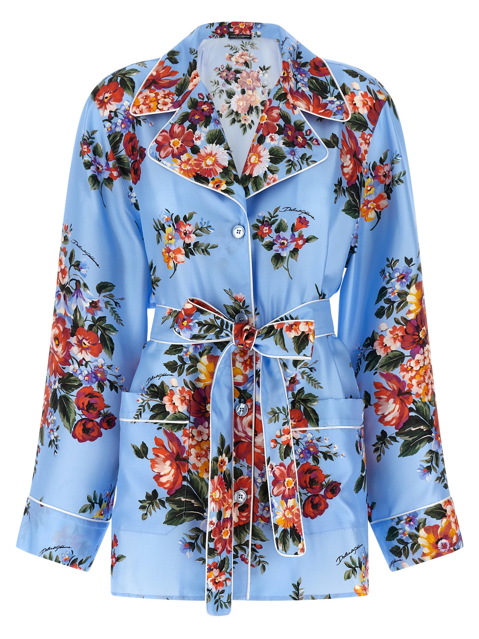 Dolce & Gabbana Blue Silk Blouse Dolce & Gabbana