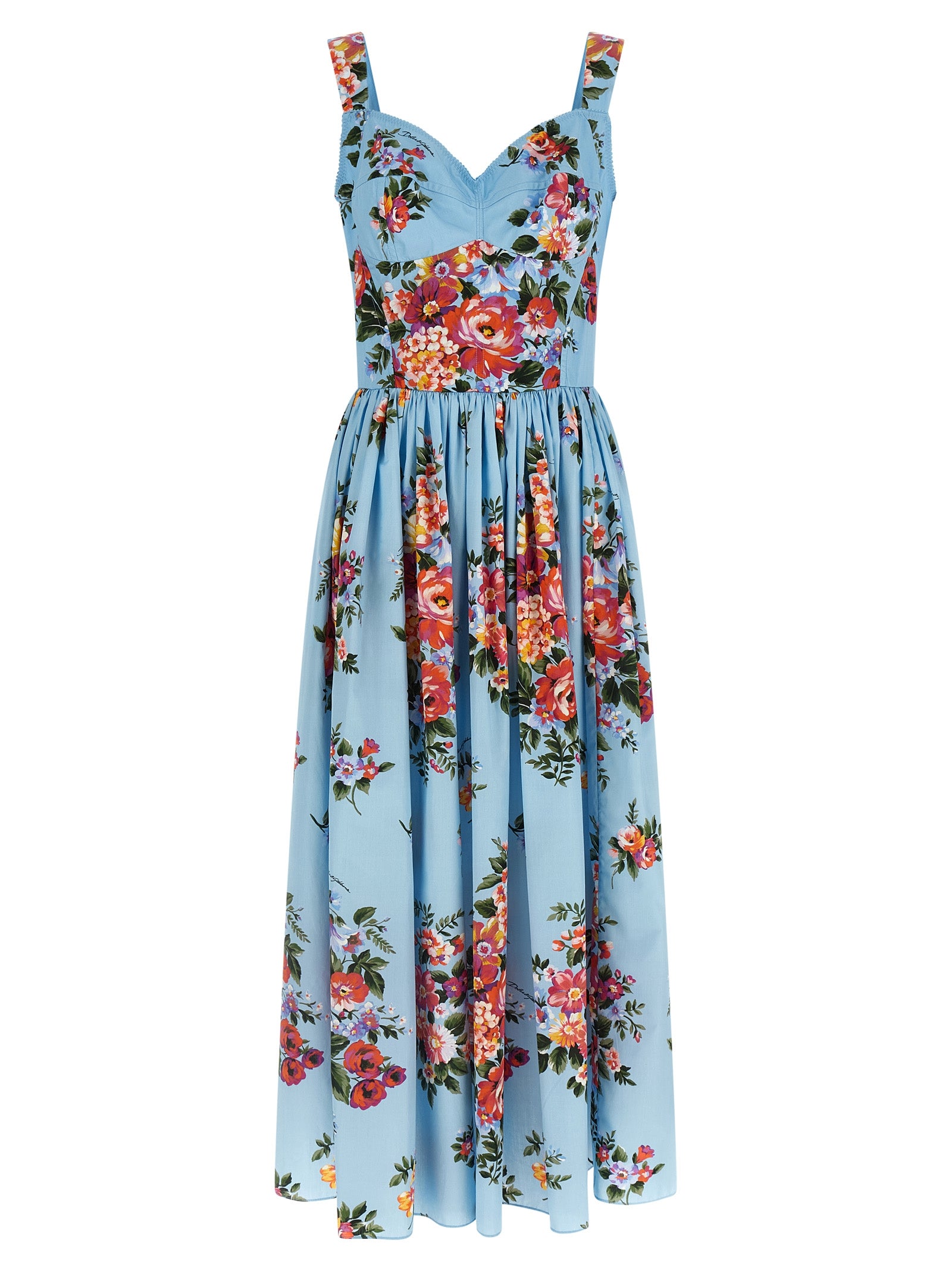 Dolce & Gabbana Blue Cotton Long Dress Dolce & Gabbana